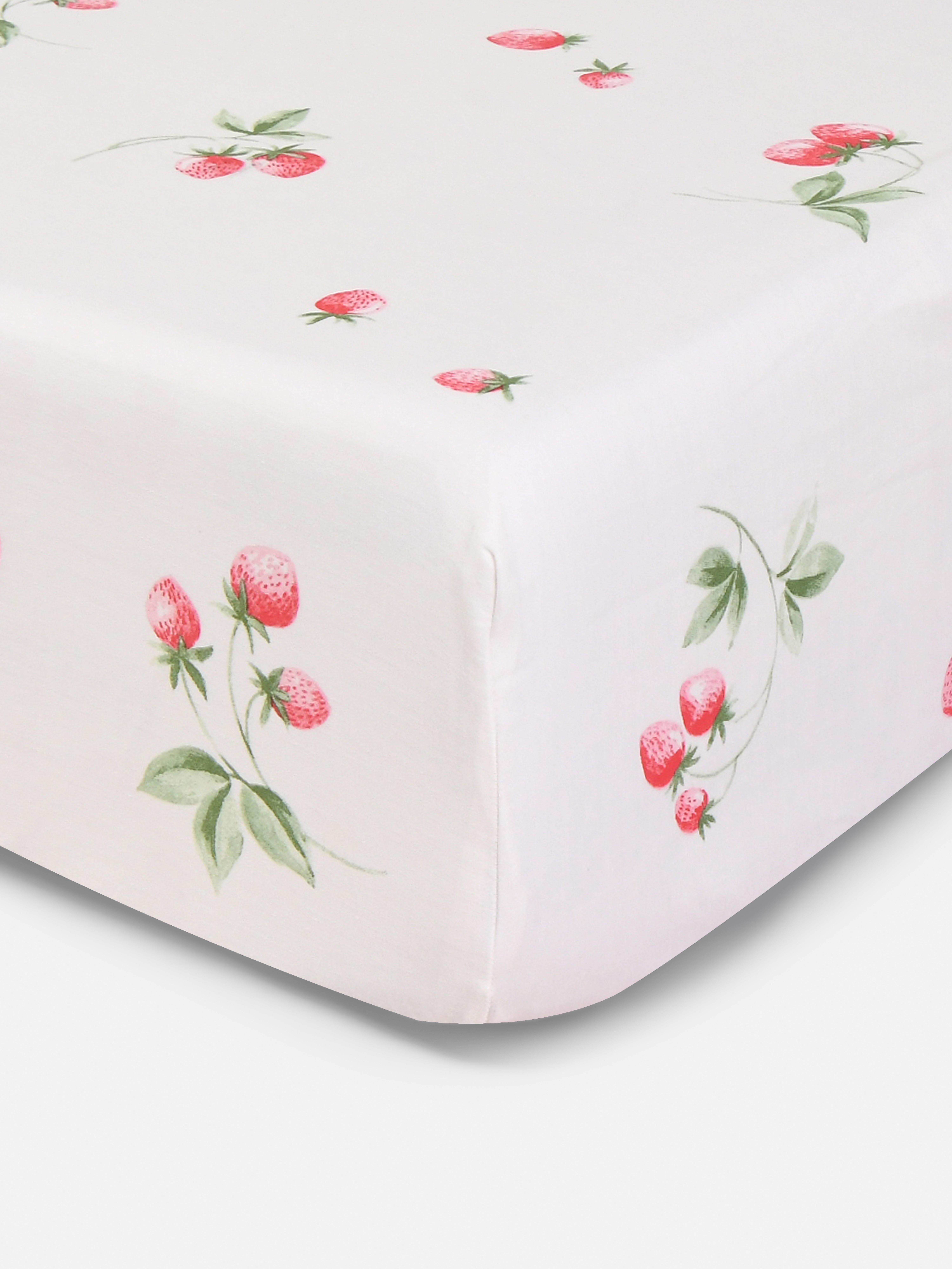 Drap-housse double à motif fraise