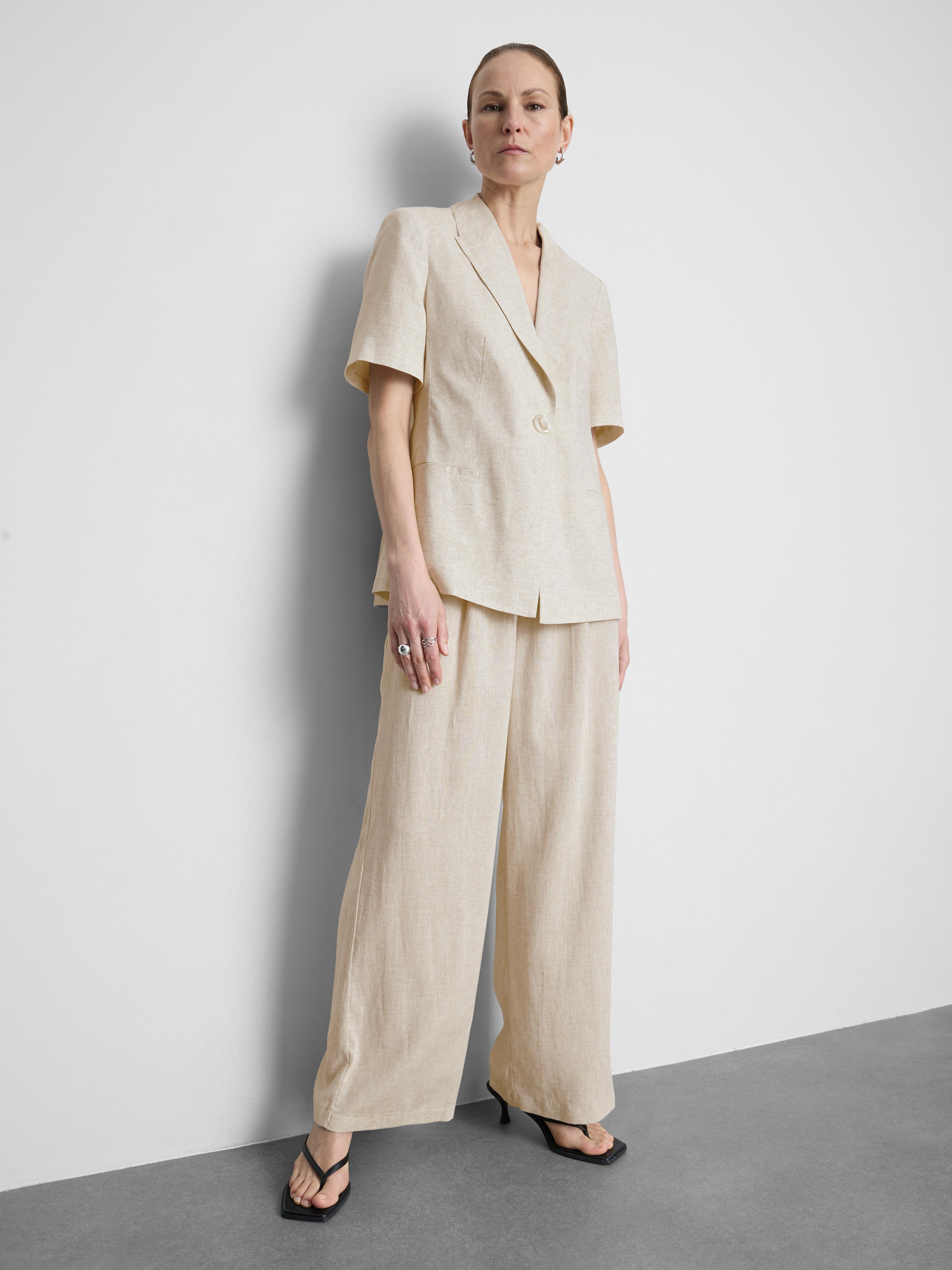 Linen Blend Short Sleeve Blazer