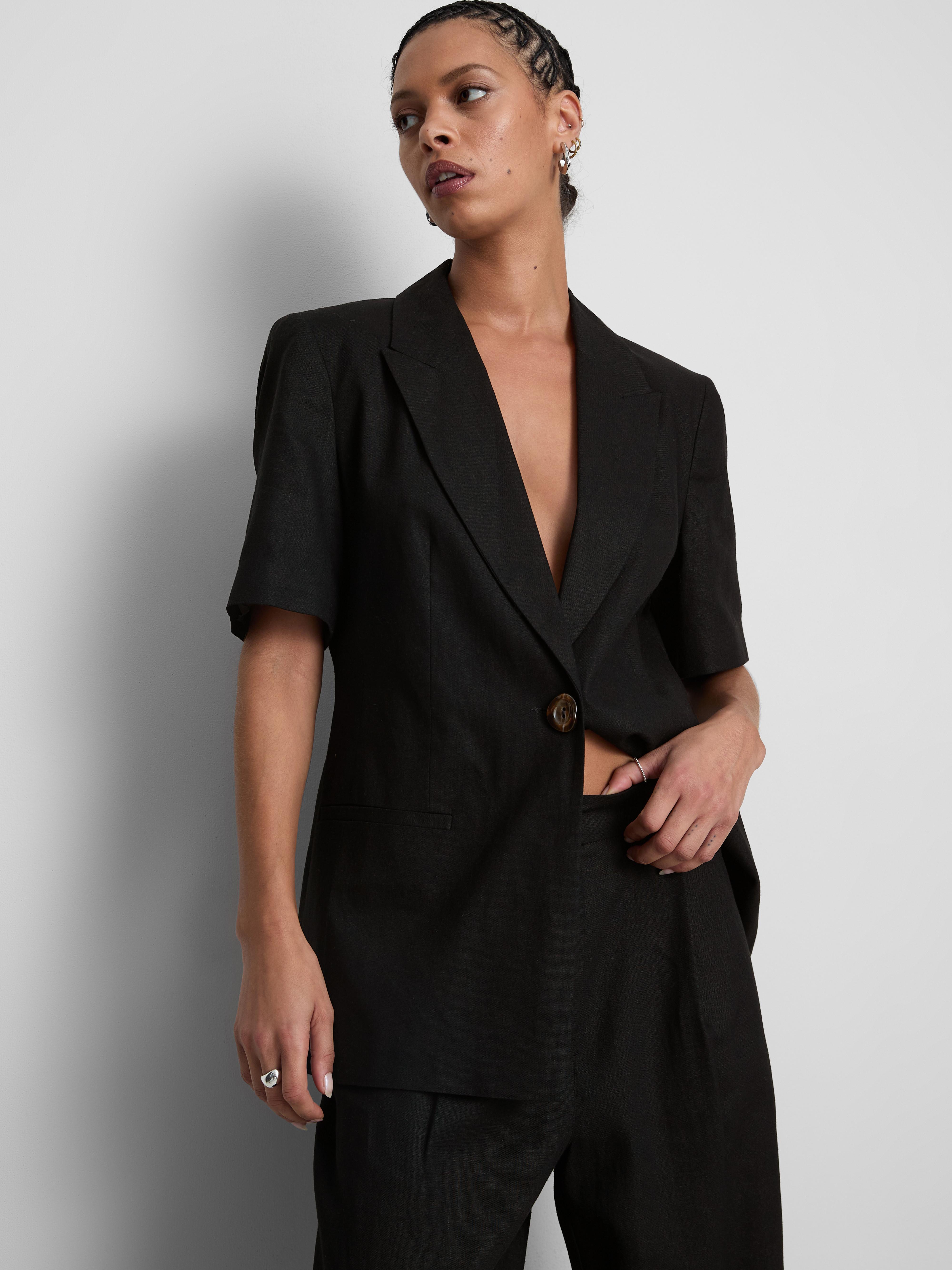 Kurzärmeliger Blazer aus Leinengemisch
