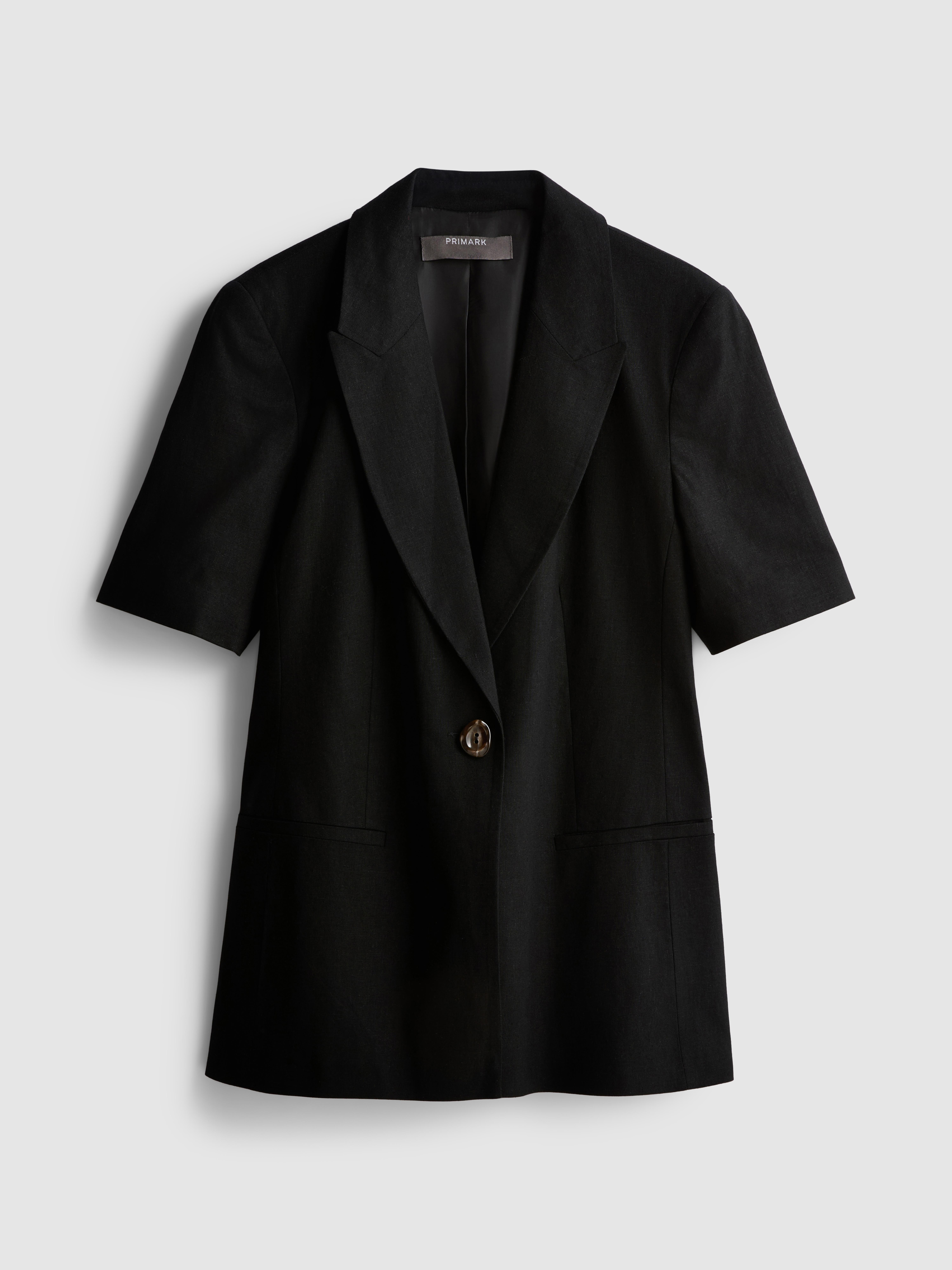 Kurzärmeliger Blazer aus Leinengemisch
