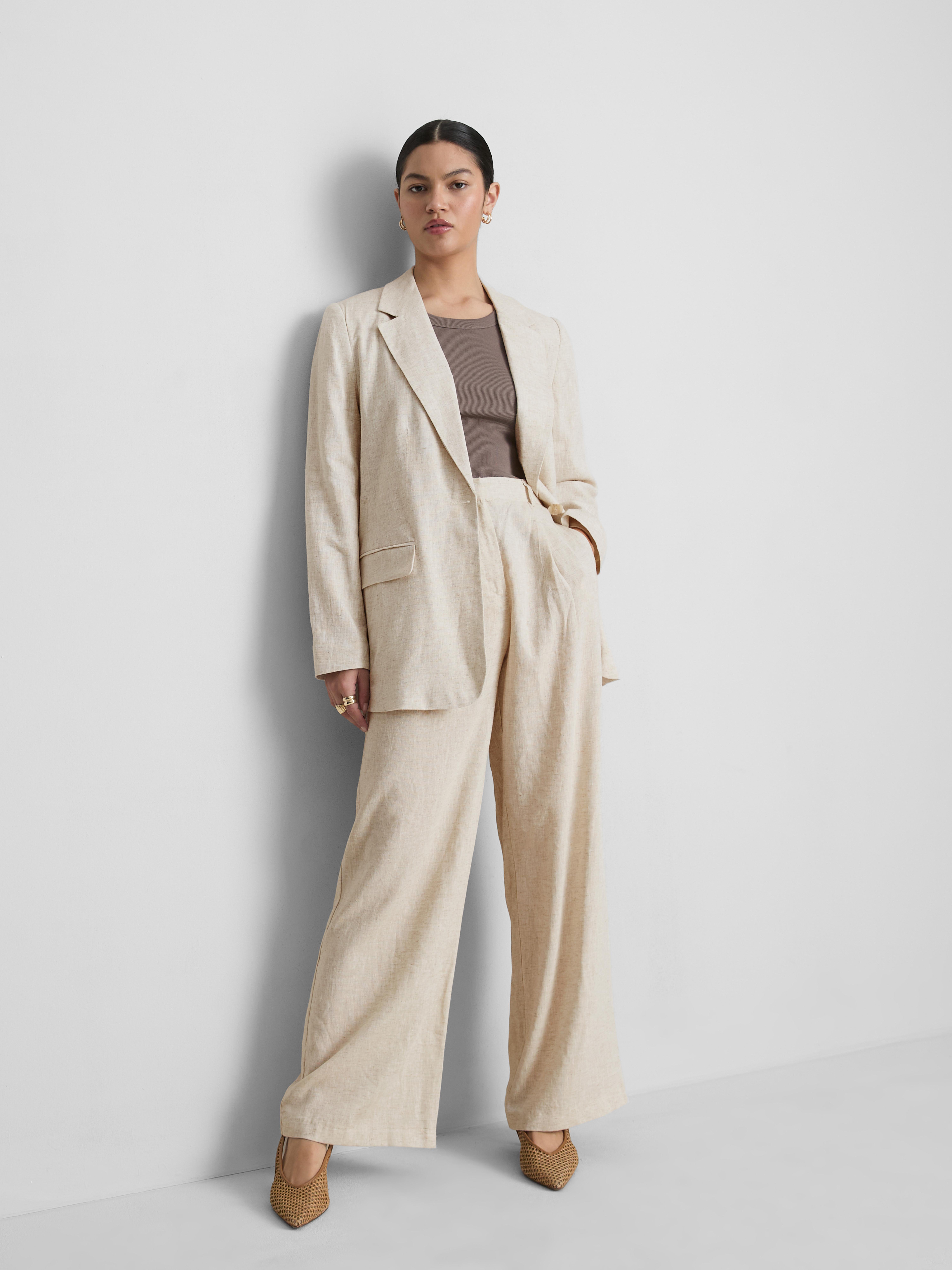 Blazer de botonadura simple en mezcla de lino