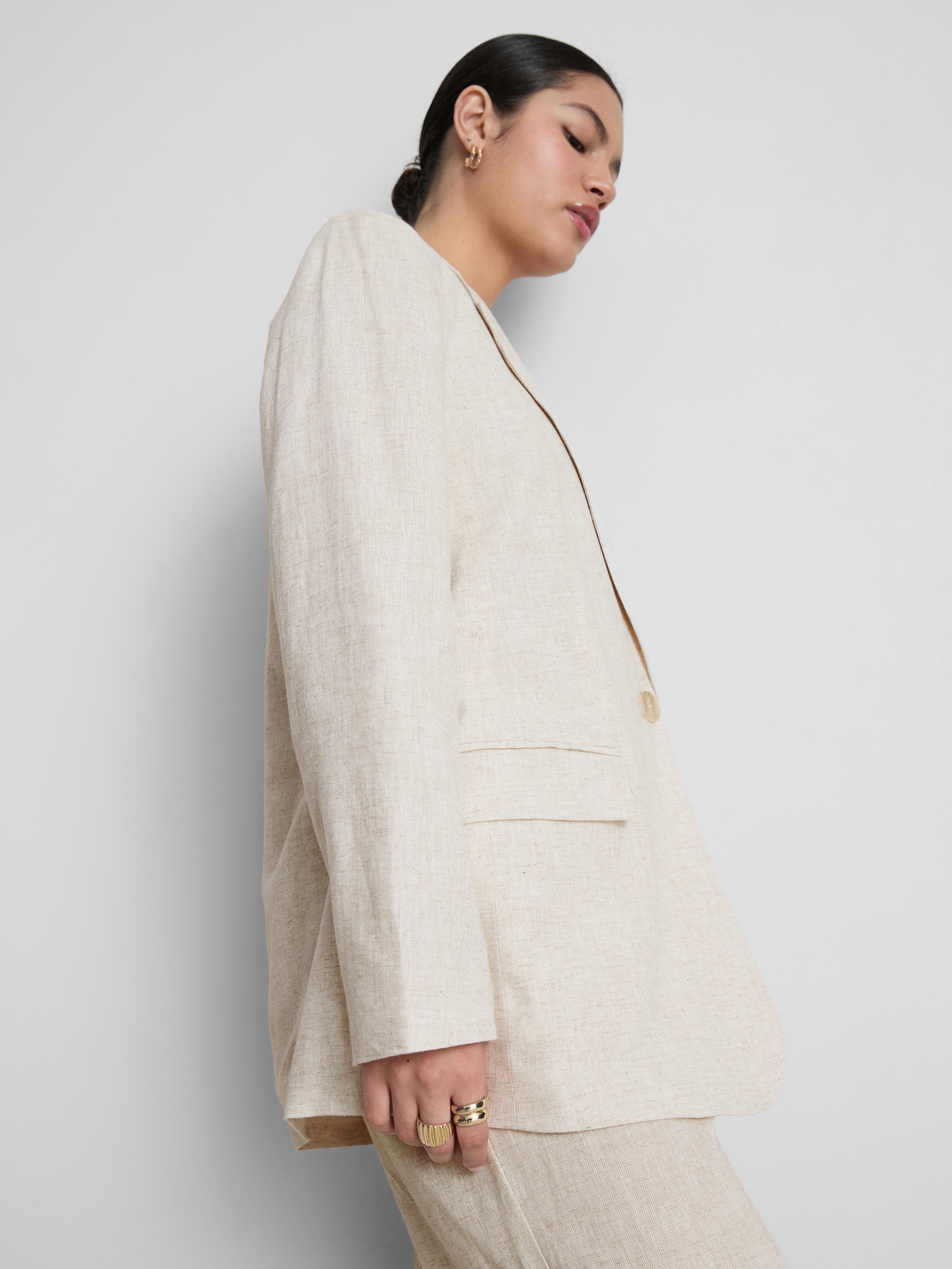 Einreihiger Blazer aus Leinengemisch