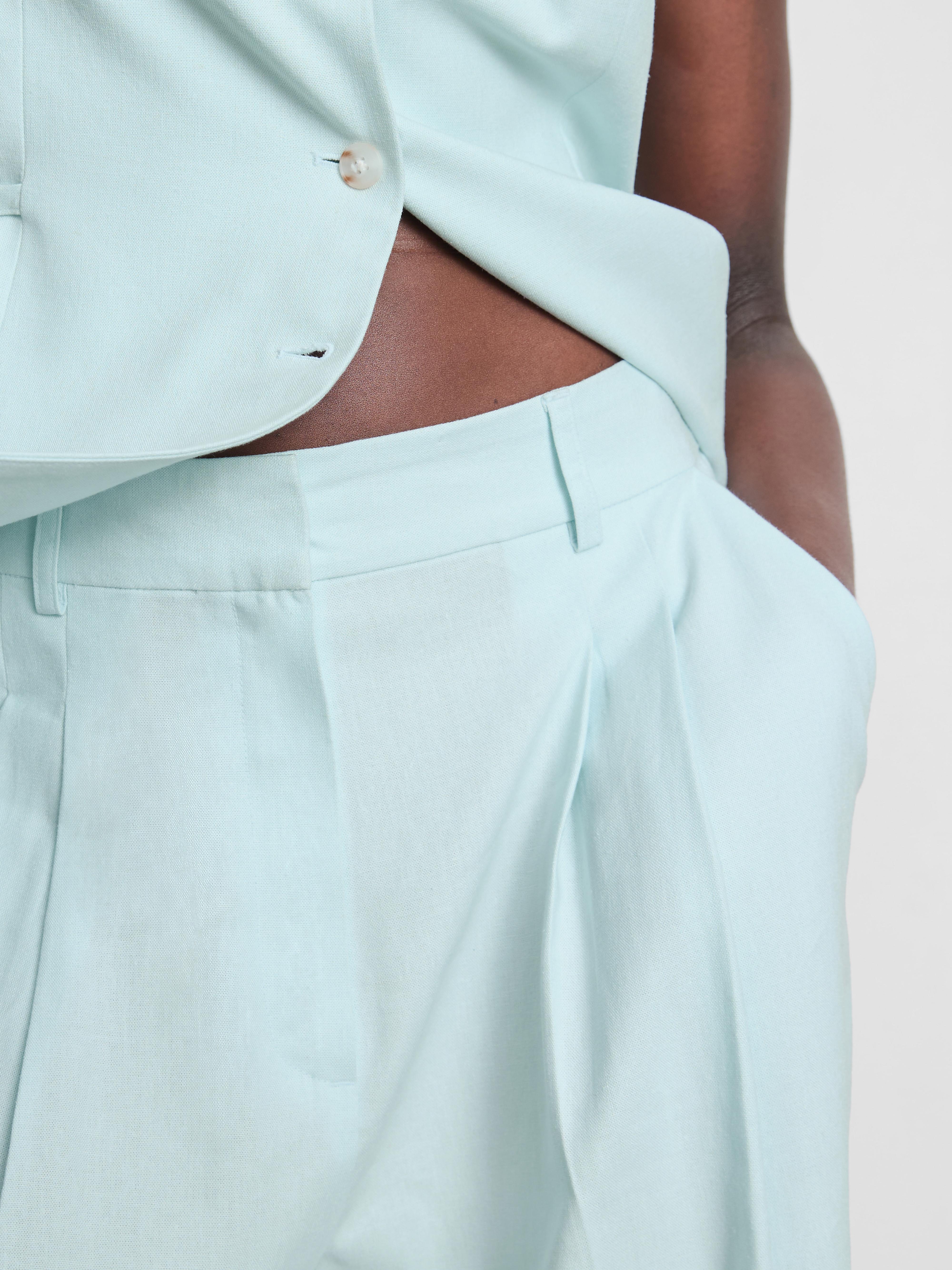 Linen Blend Wide Leg Trousers