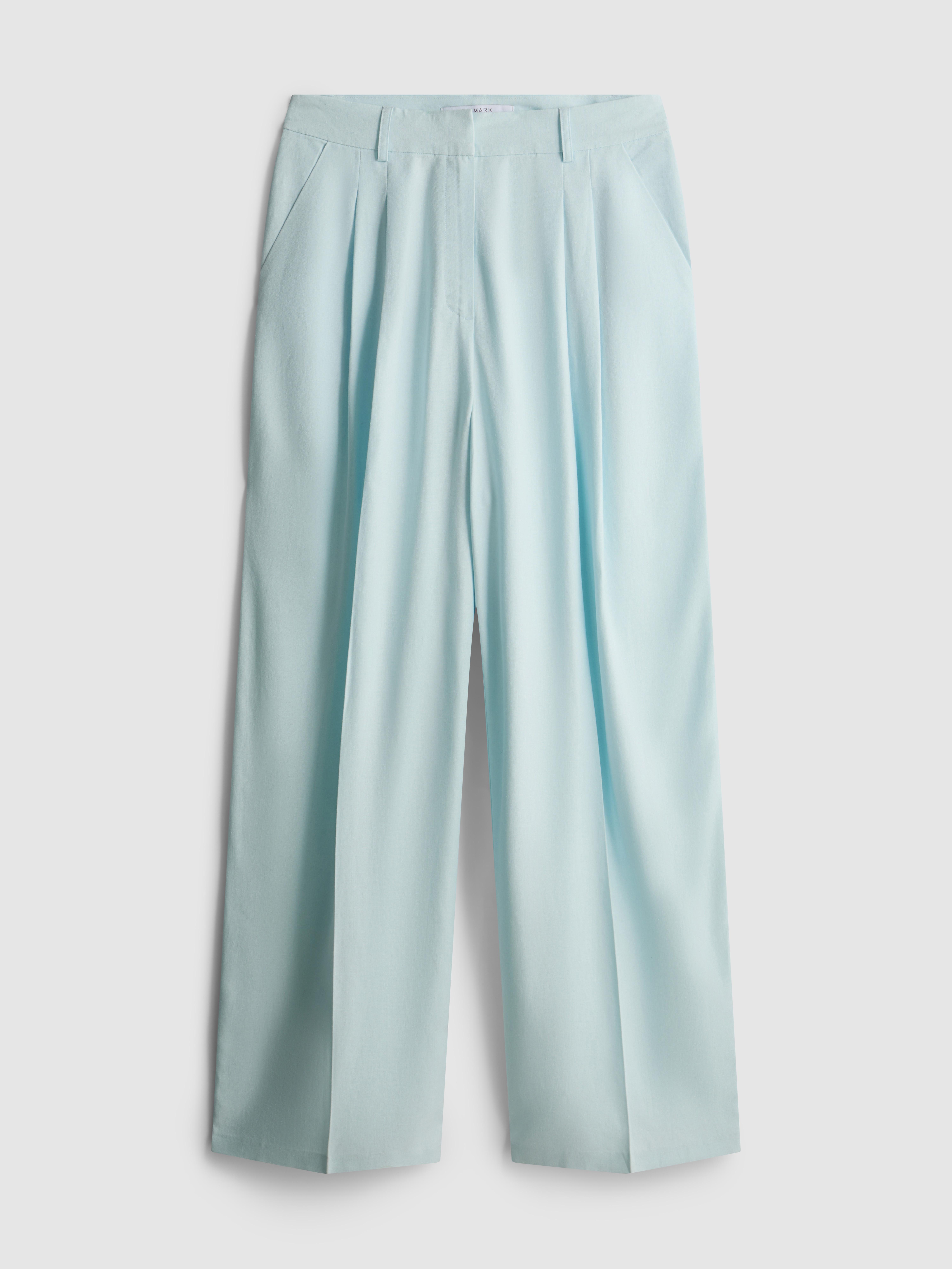 Linen Blend Wide Leg Trousers