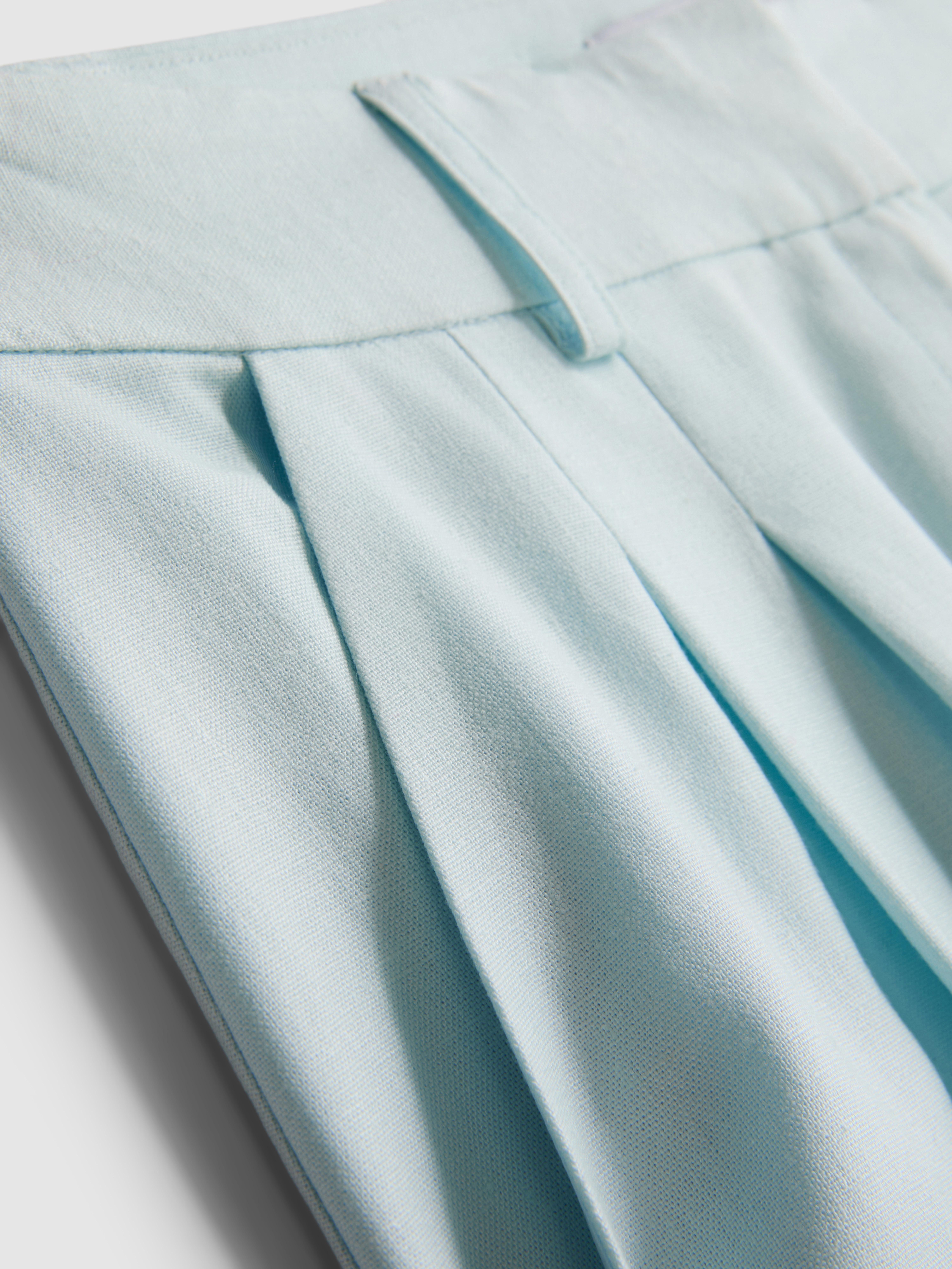 Linen Blend Wide Leg Trousers