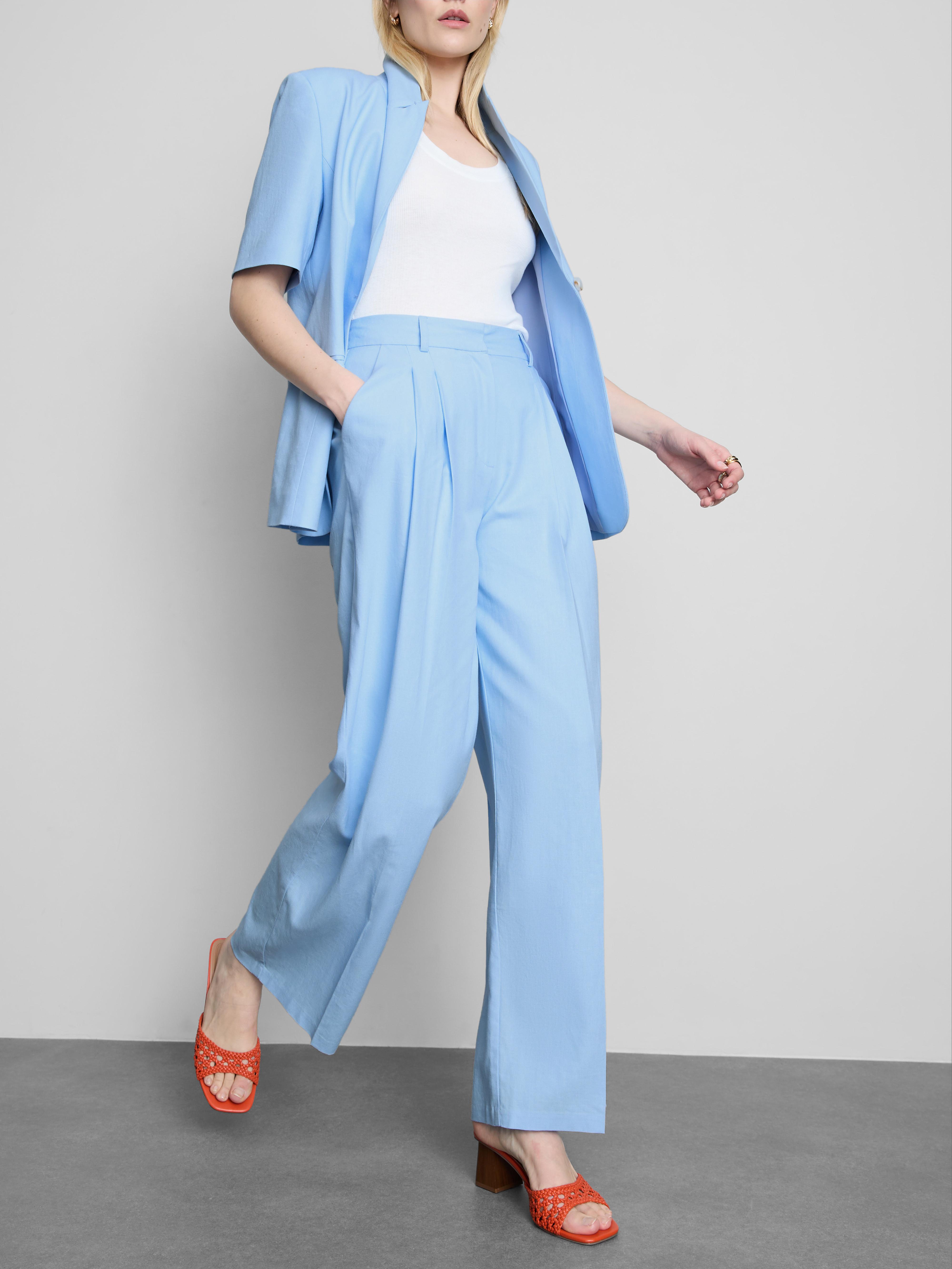 Linen Blend Wide Leg Trousers