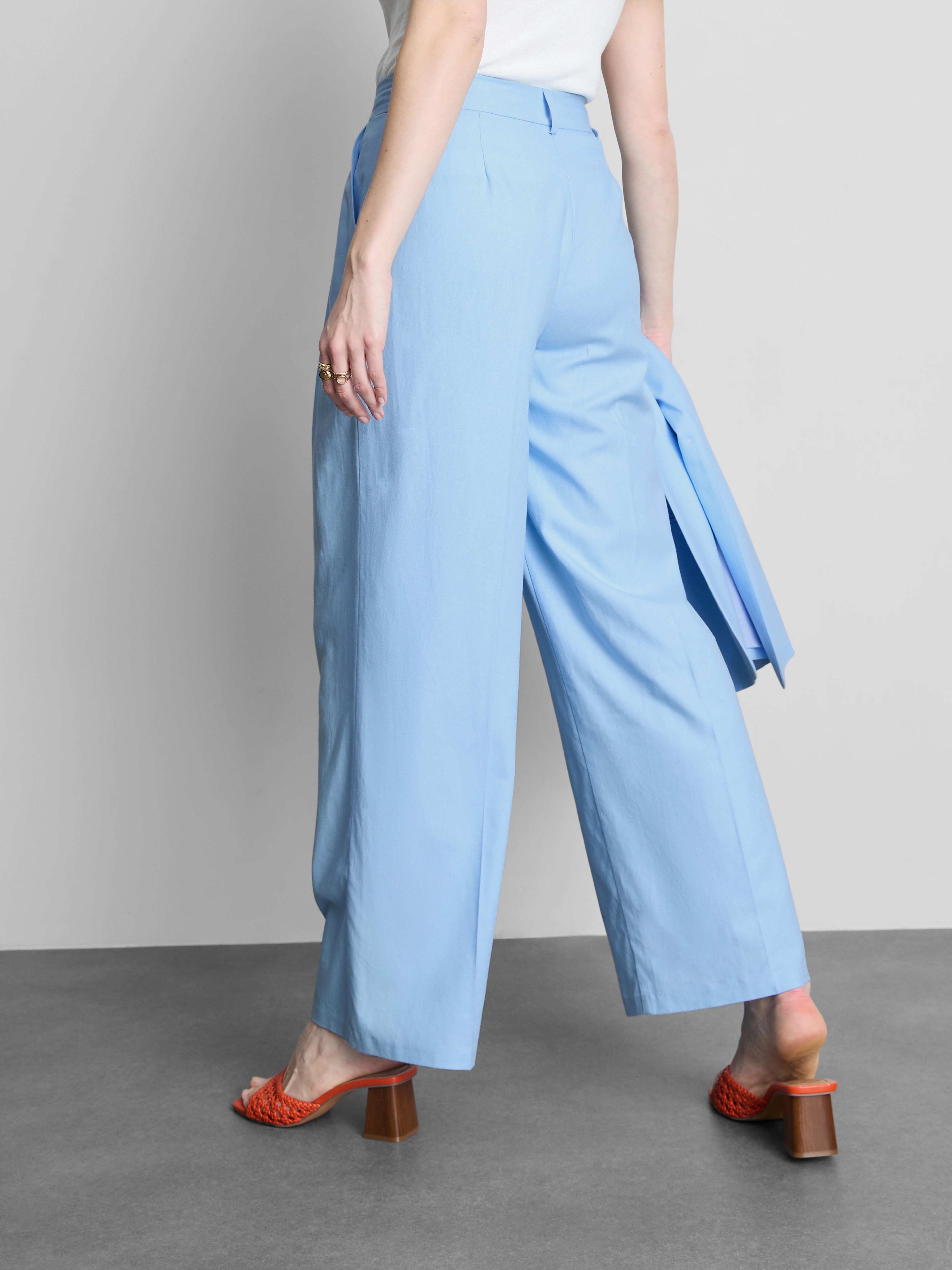 Linen Blend Wide Leg Trousers