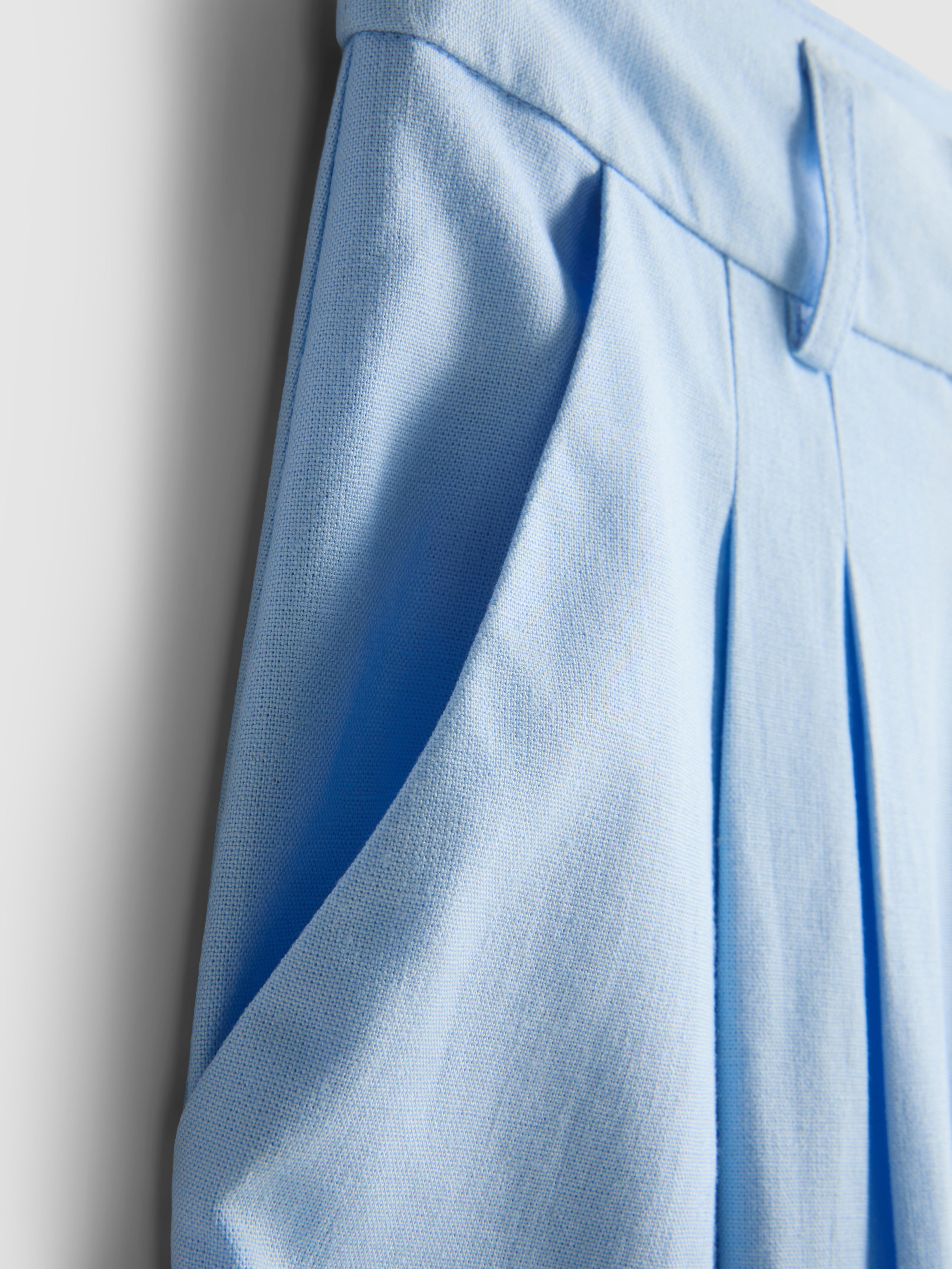 Linen Blend Wide Leg Trousers