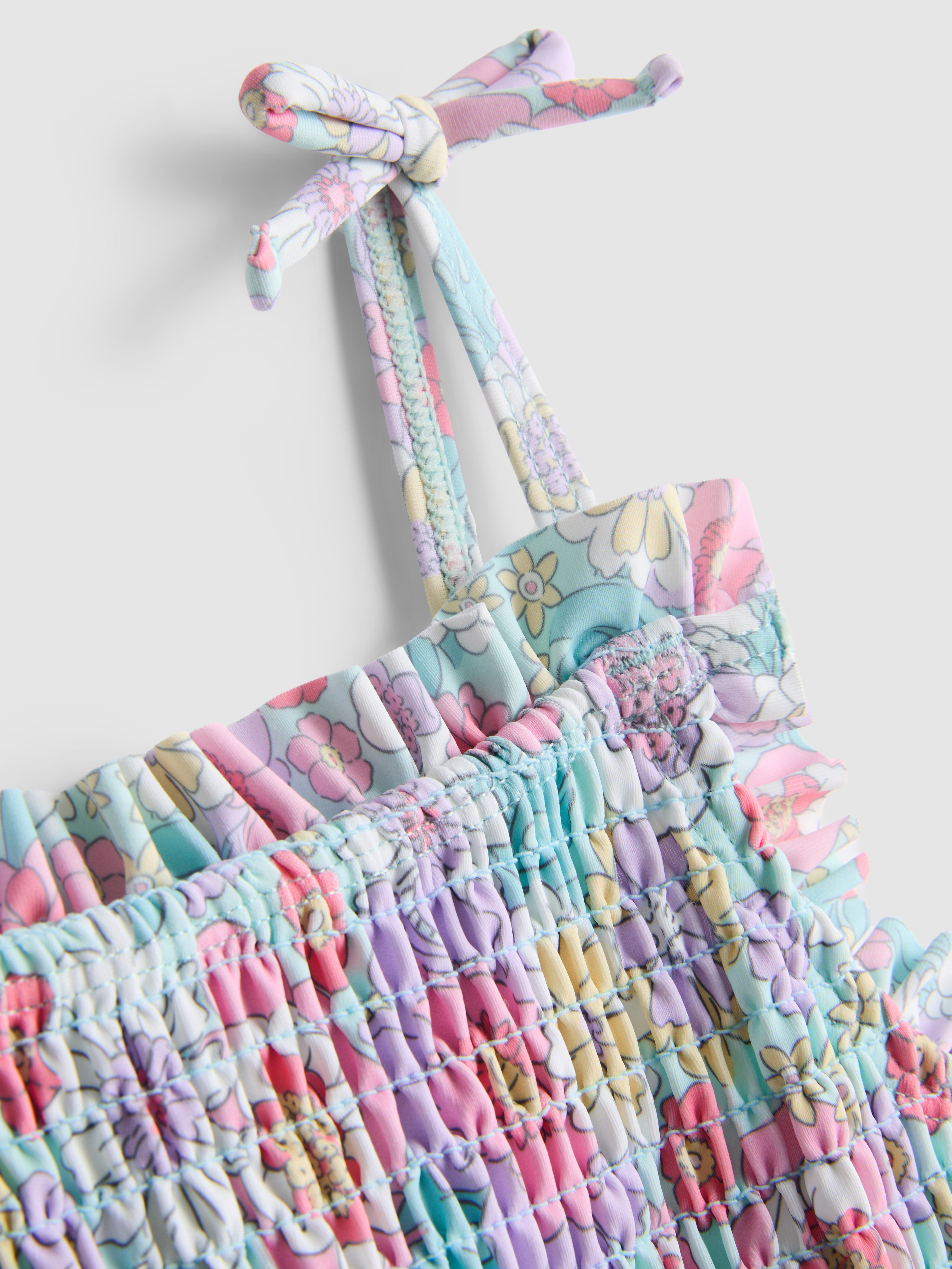 1.5-8yrs | Floral Shirred Ruffle Swimsuit