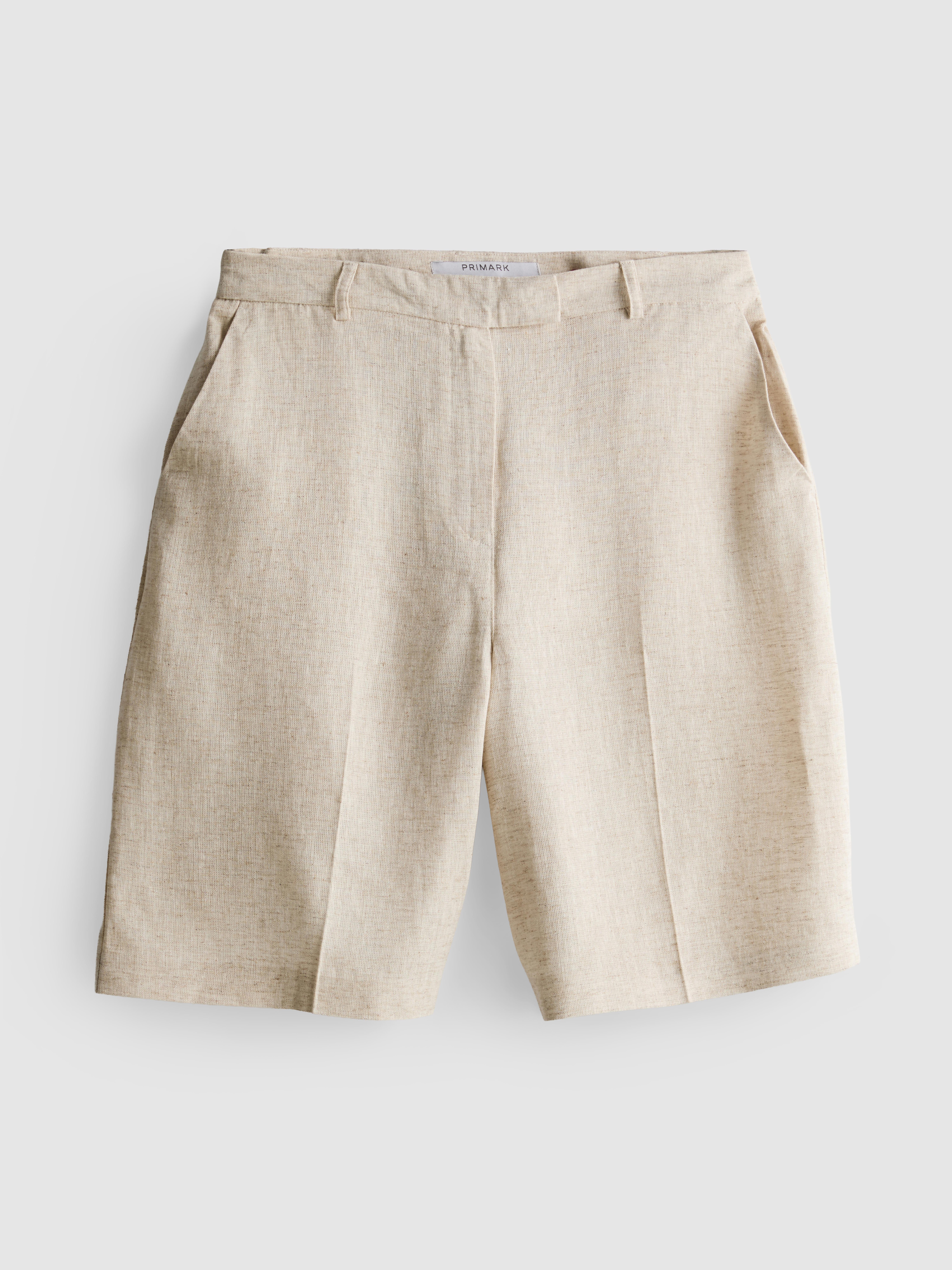 Geplooide bermudashort van linnenmix