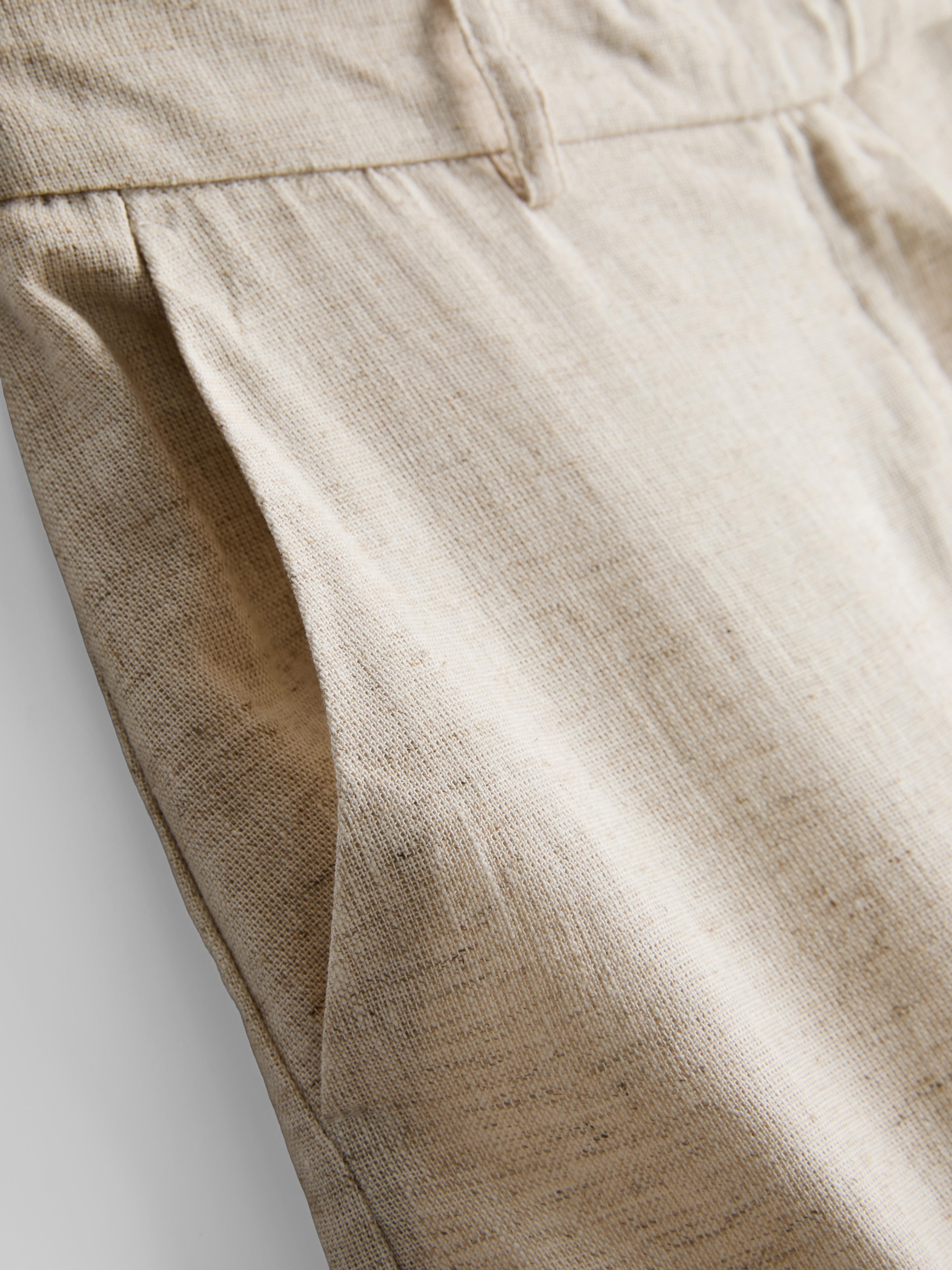 Geplooide bermudashort van linnenmix