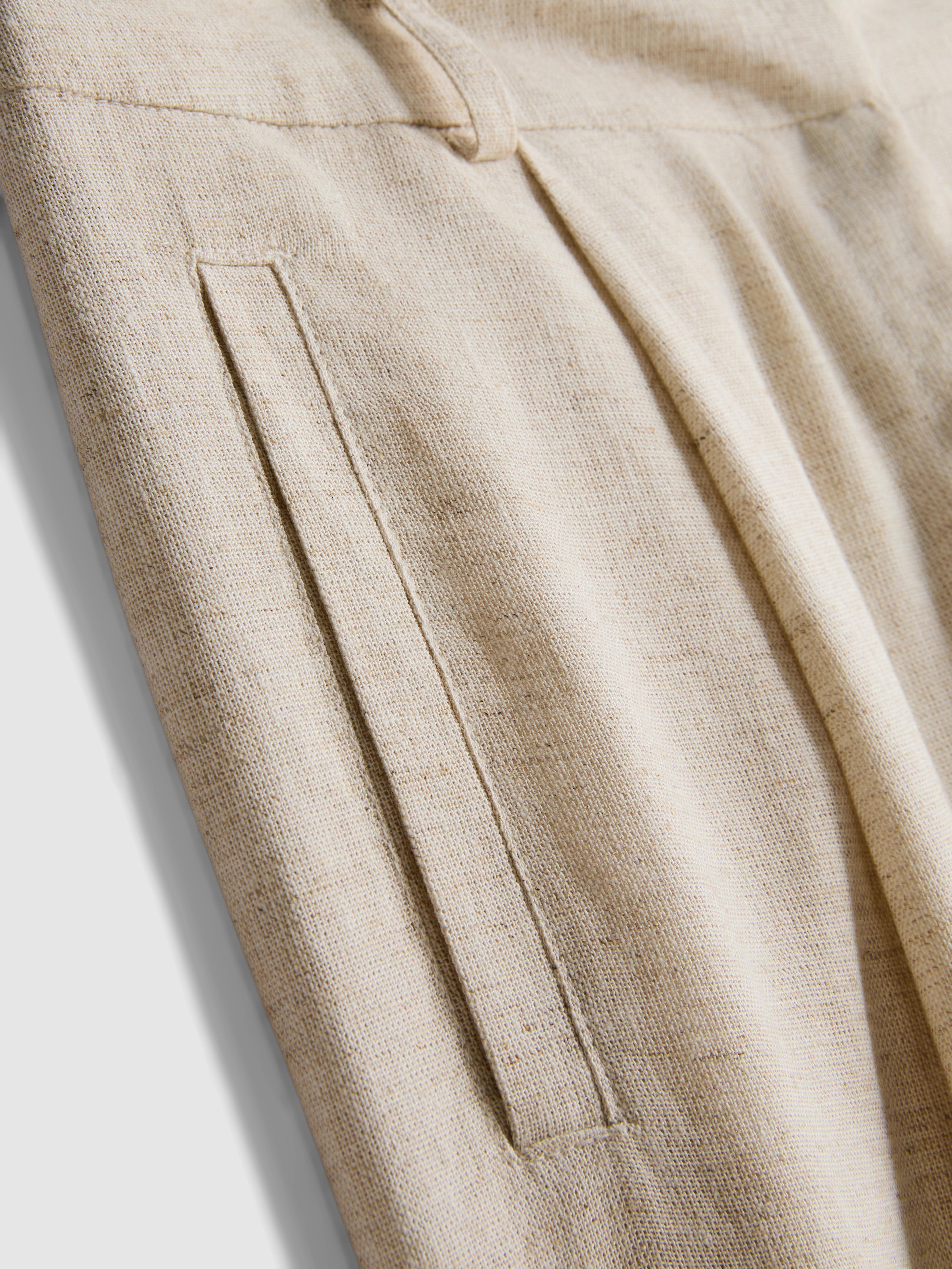 Linen Blend Wide Leg Trousers