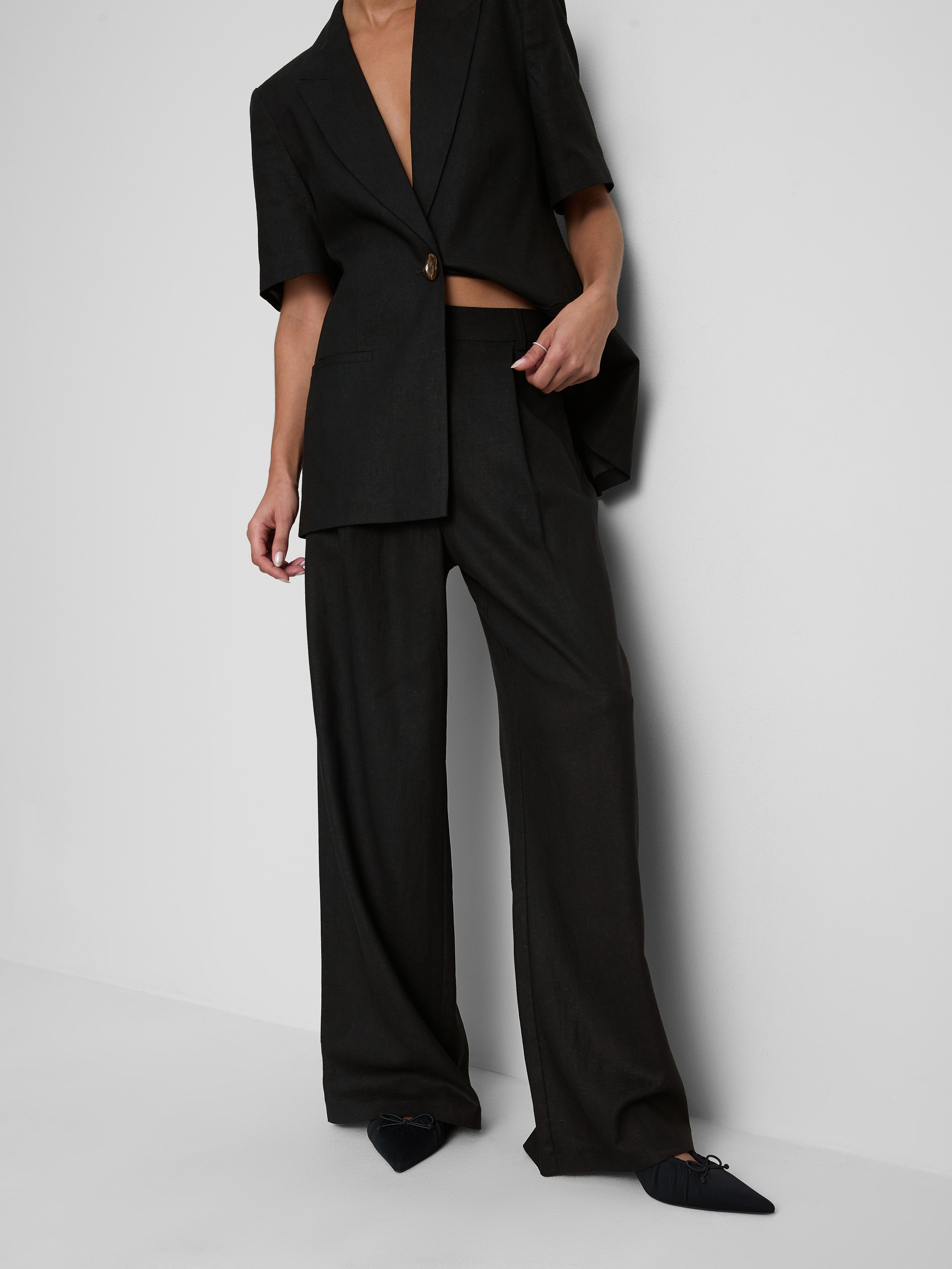 Pantaloni larghi in misto lino
