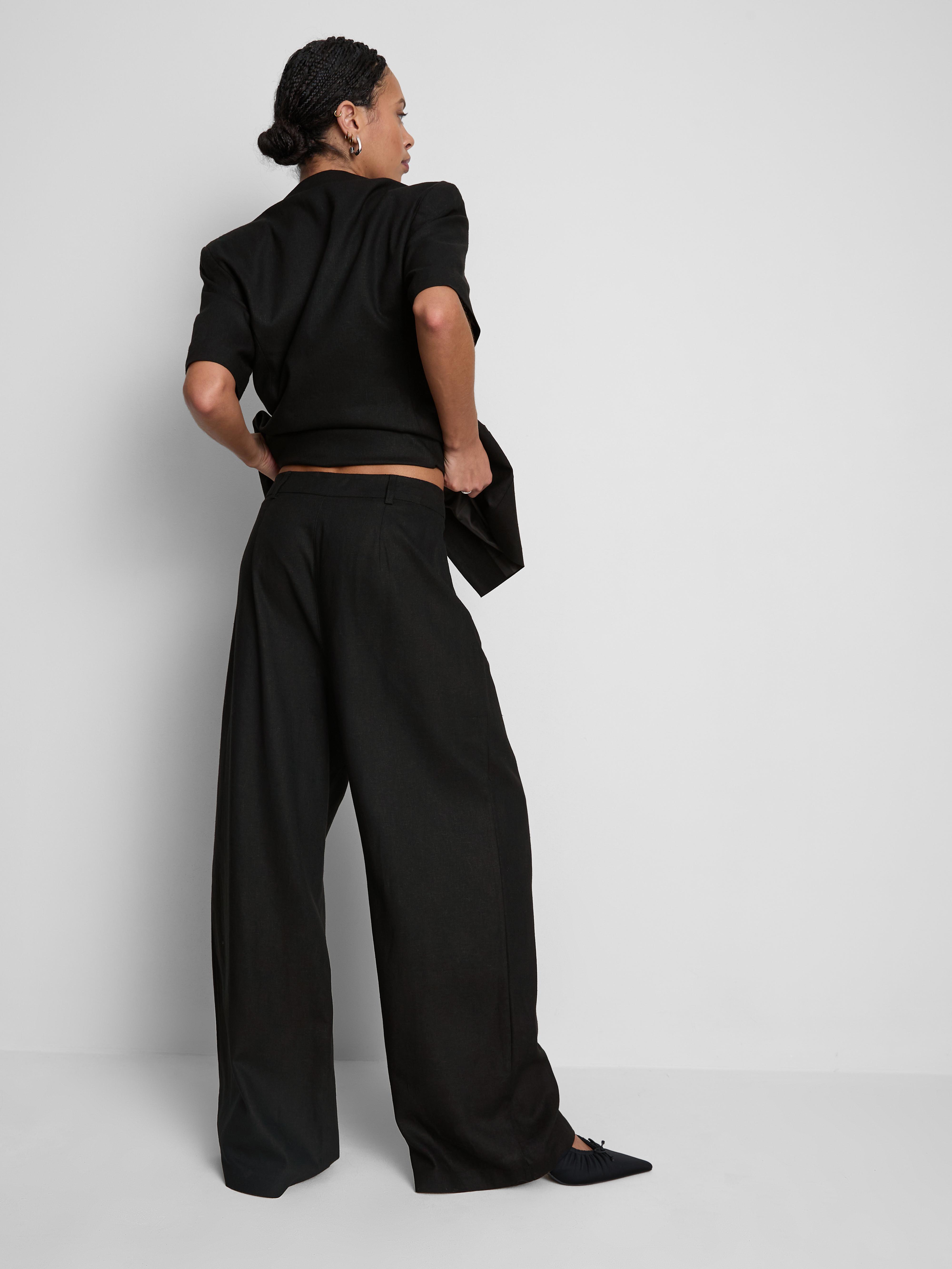 Pantaloni larghi in misto lino