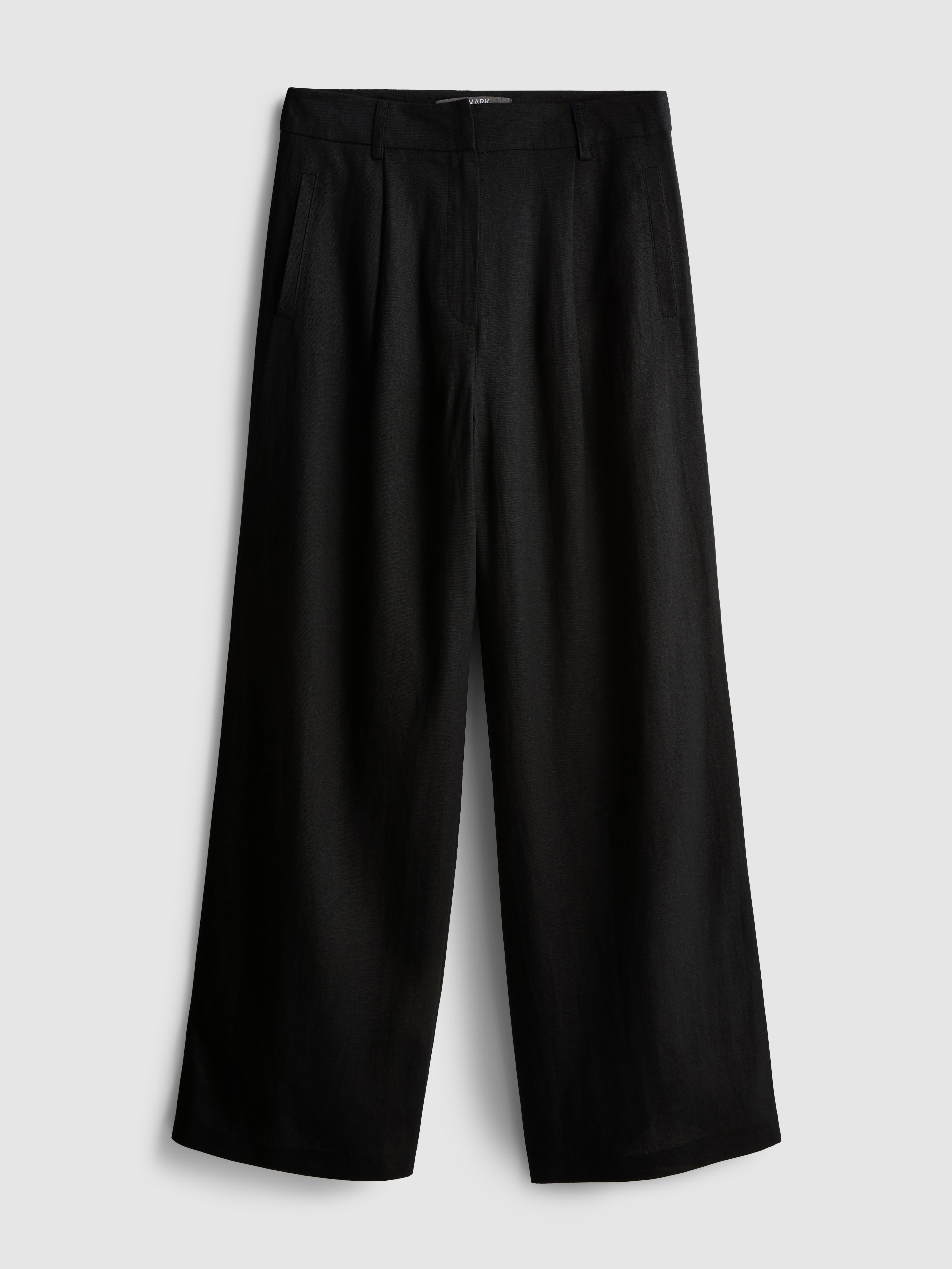 Pantaloni larghi in misto lino
