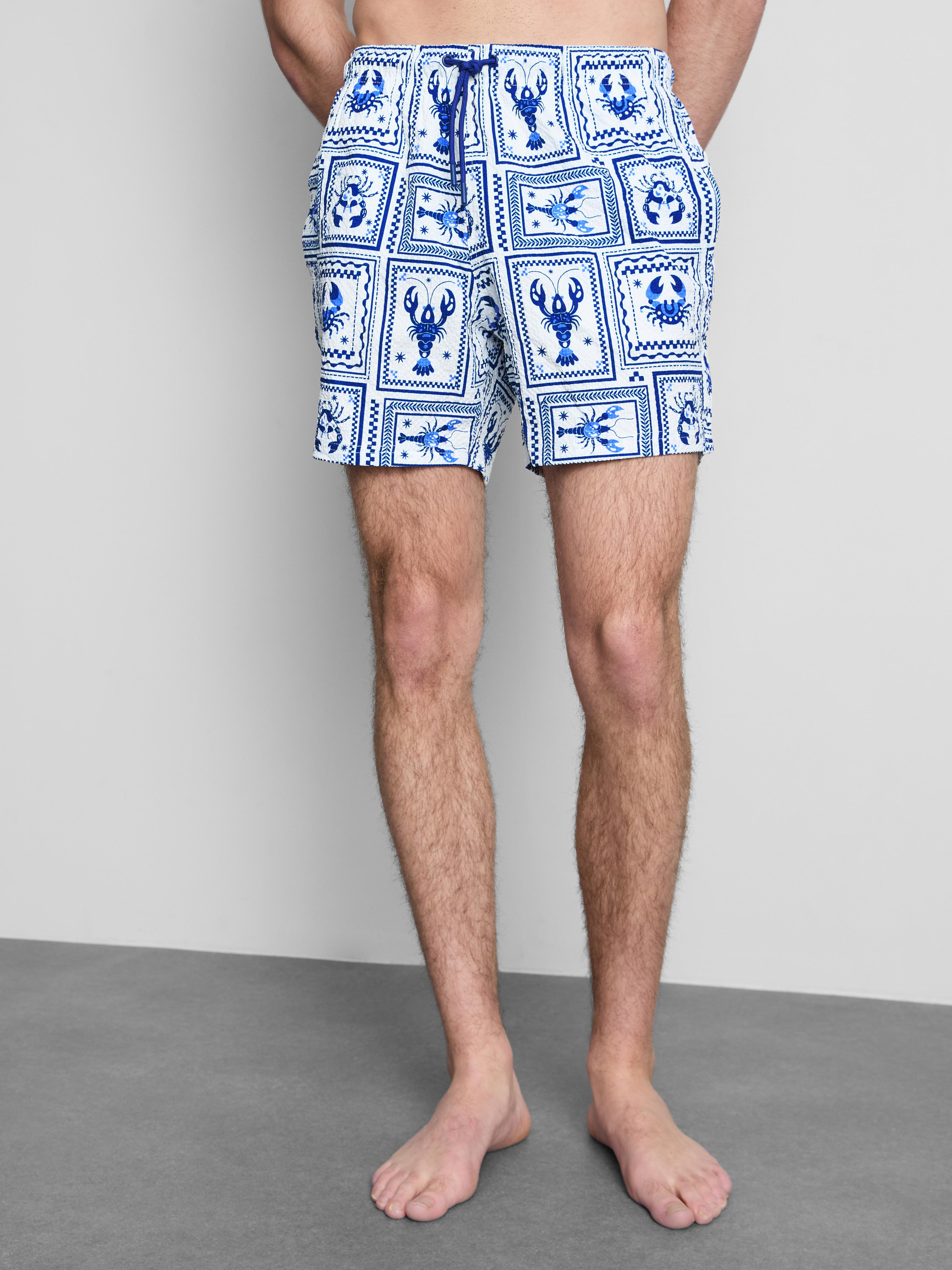 Mediterranean Tile Textured Swimming Shorts