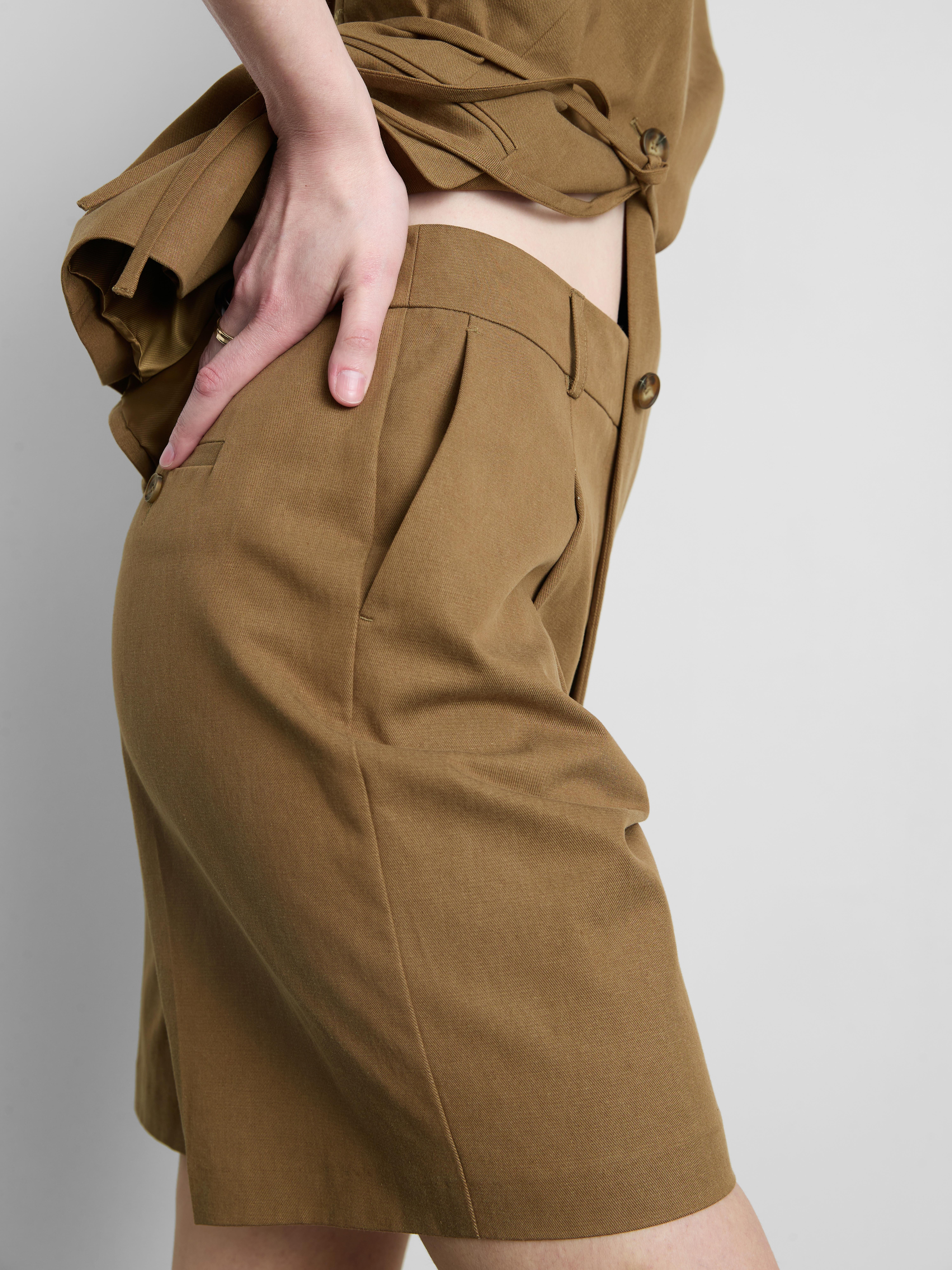 Cotton Blend Safari Bermuda Shorts
