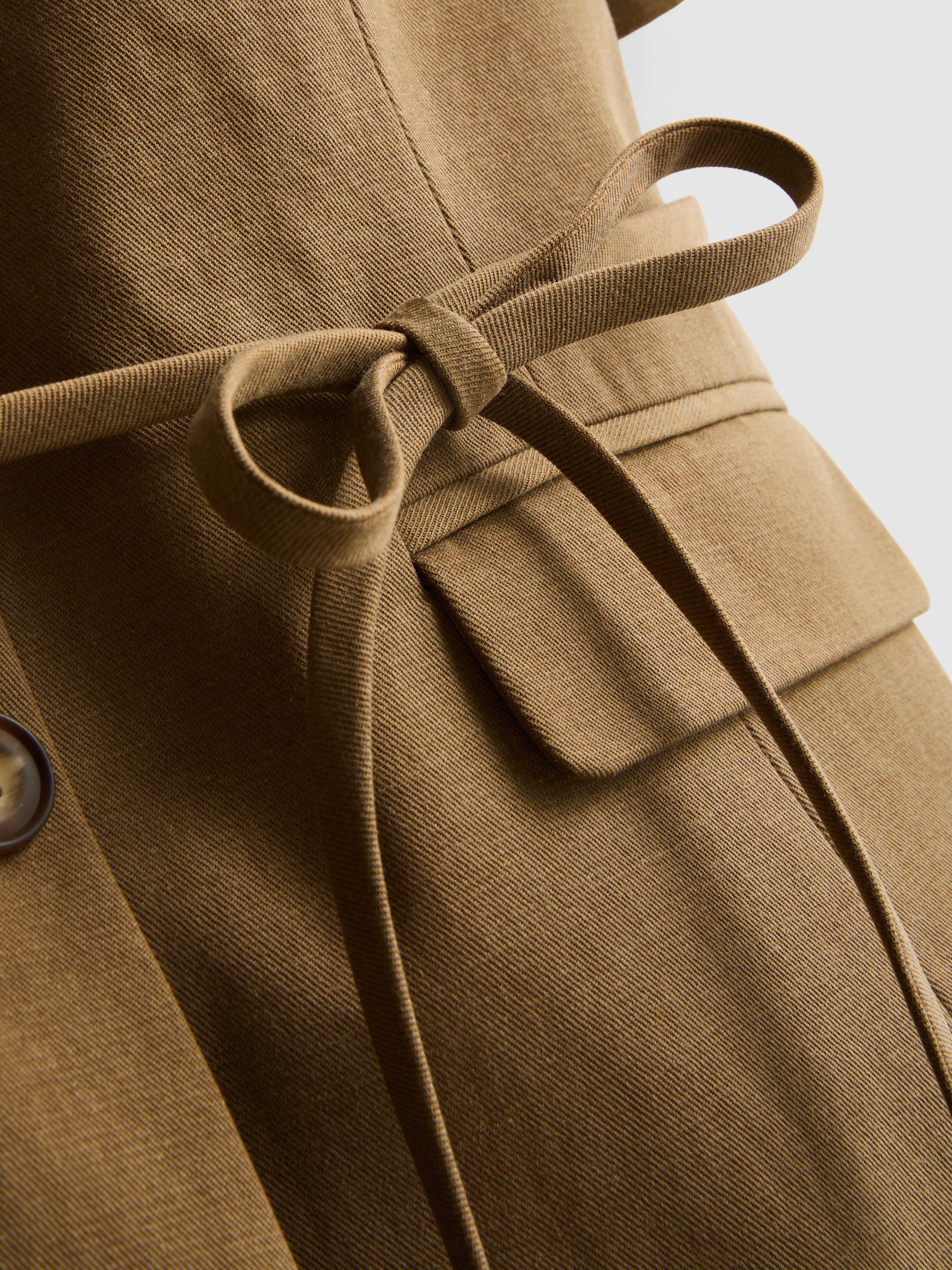 Cotton Blend Belted Safari Blazer