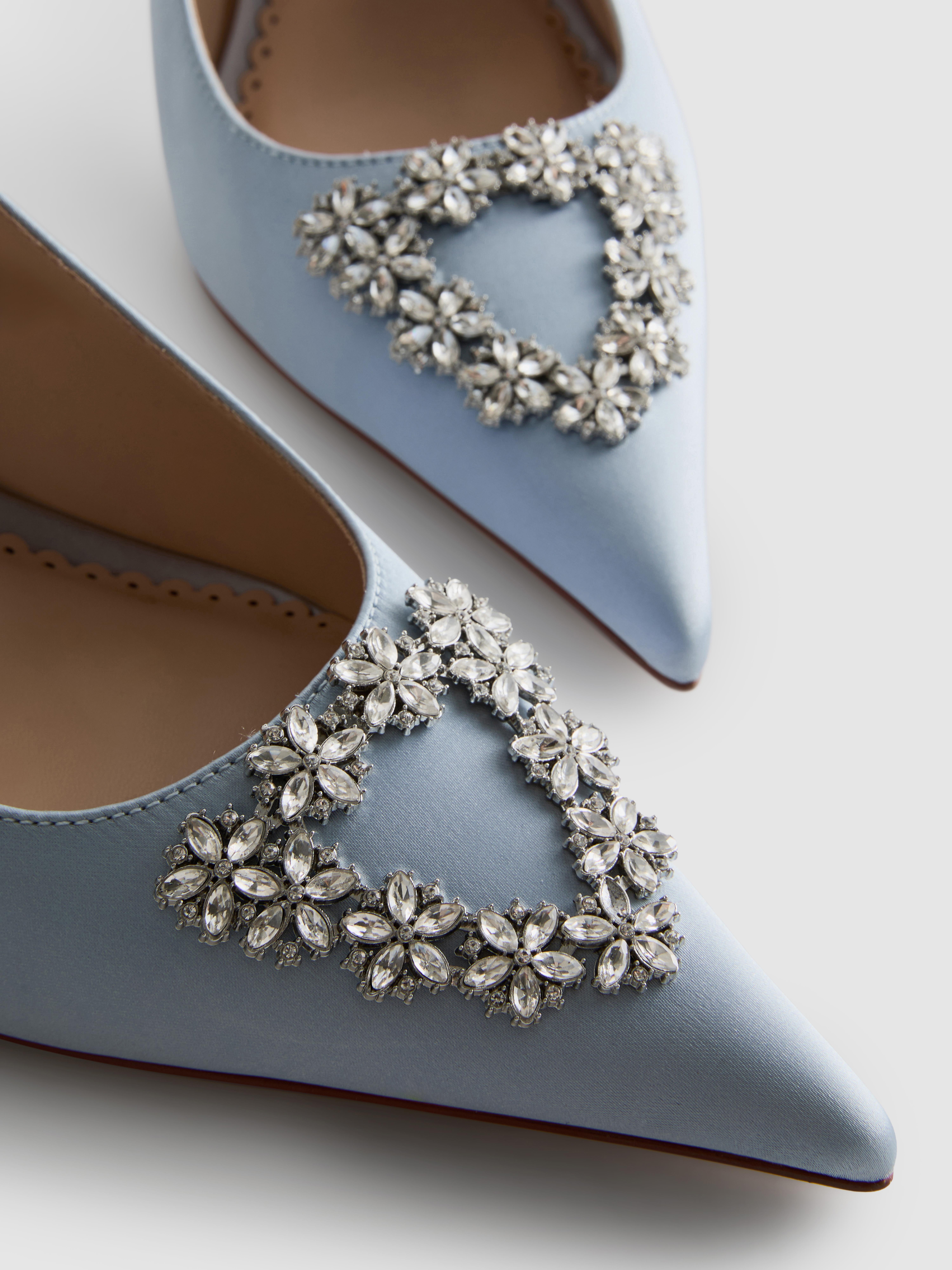 Diamanté Satin Pointed Court Heels