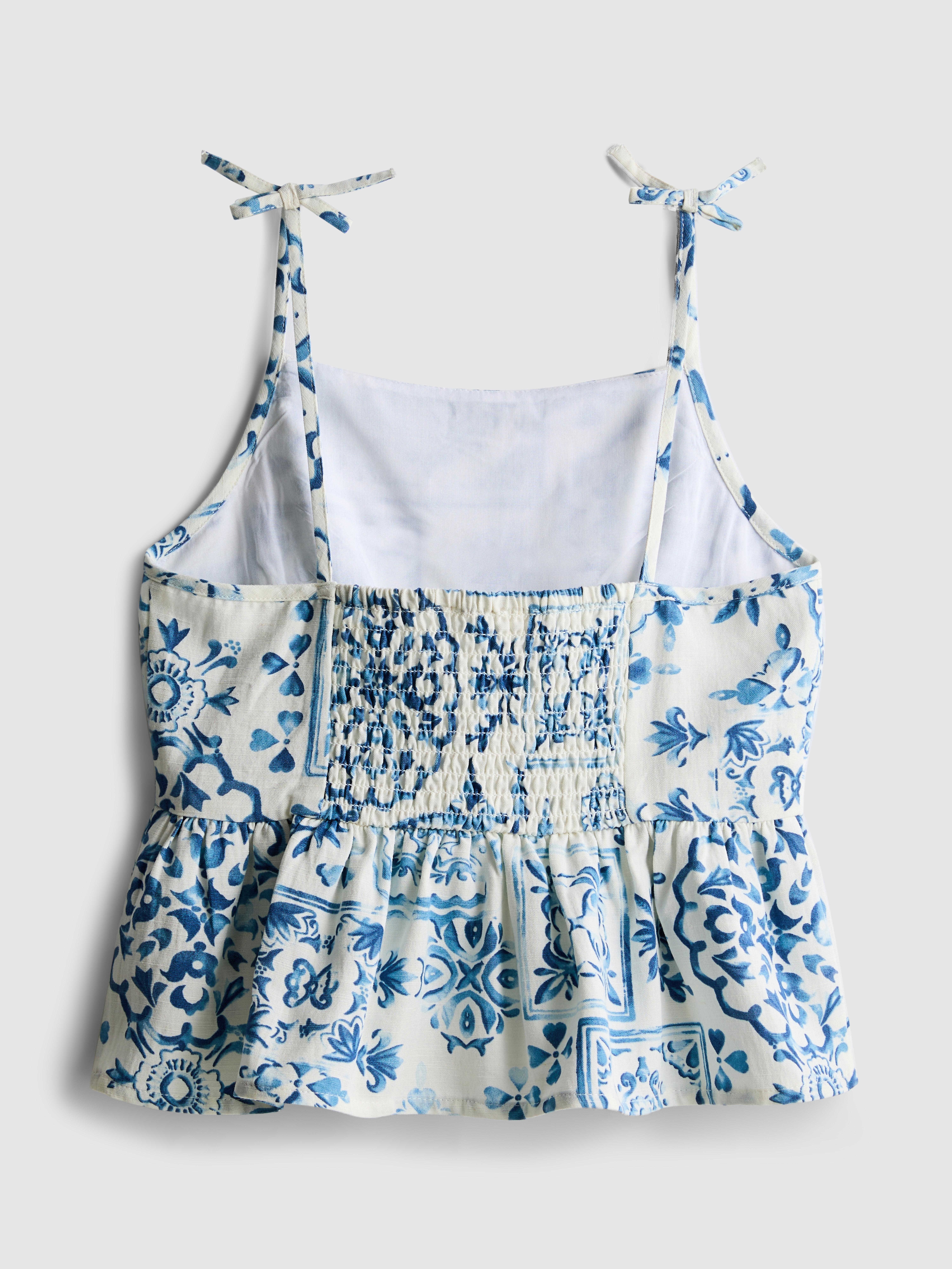 Girls White 7-15yrs | Mosaic Tile Print Peplum Blouse