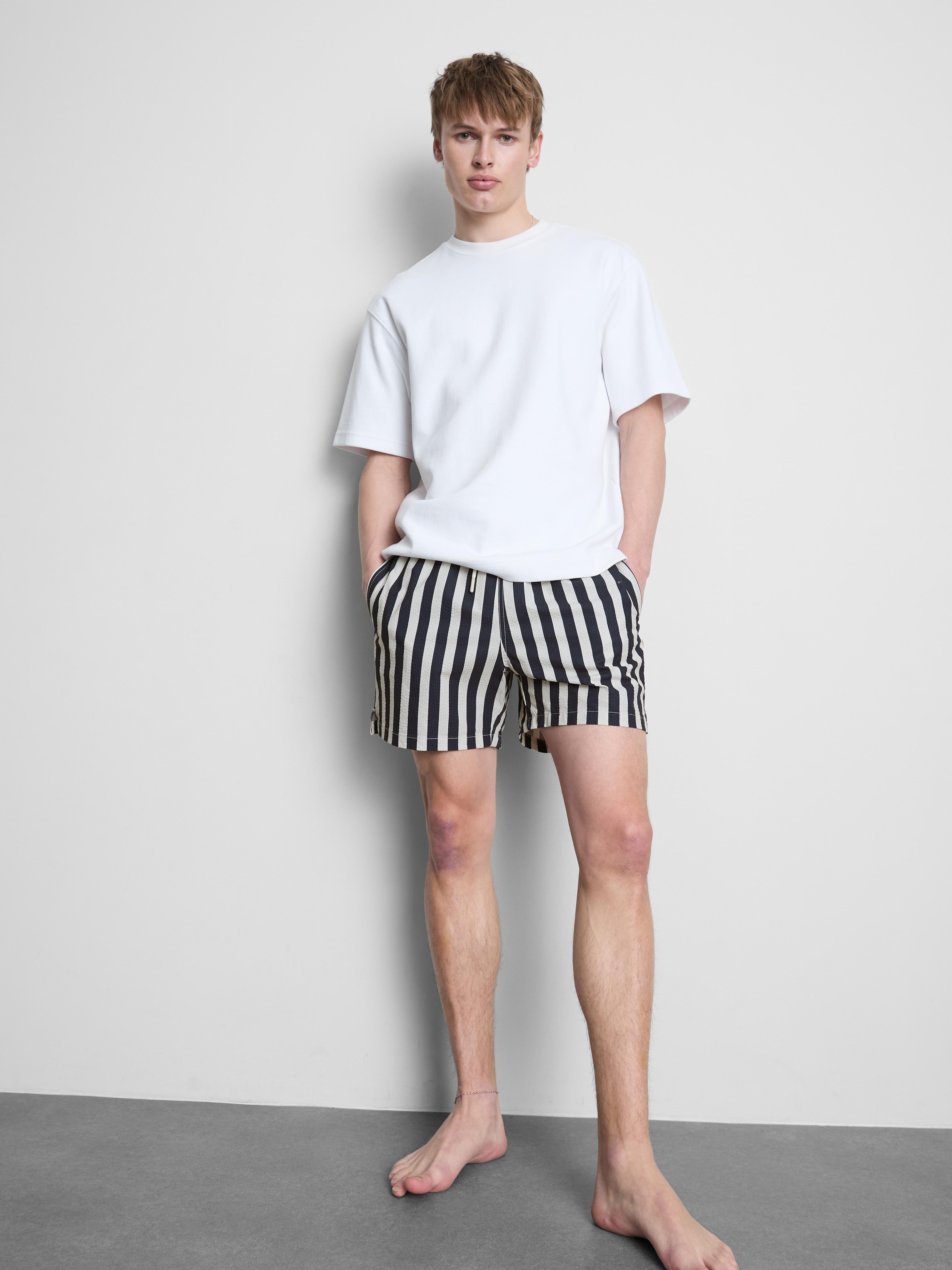 Pantaloni scurți de înot cu dungi Bleumarin