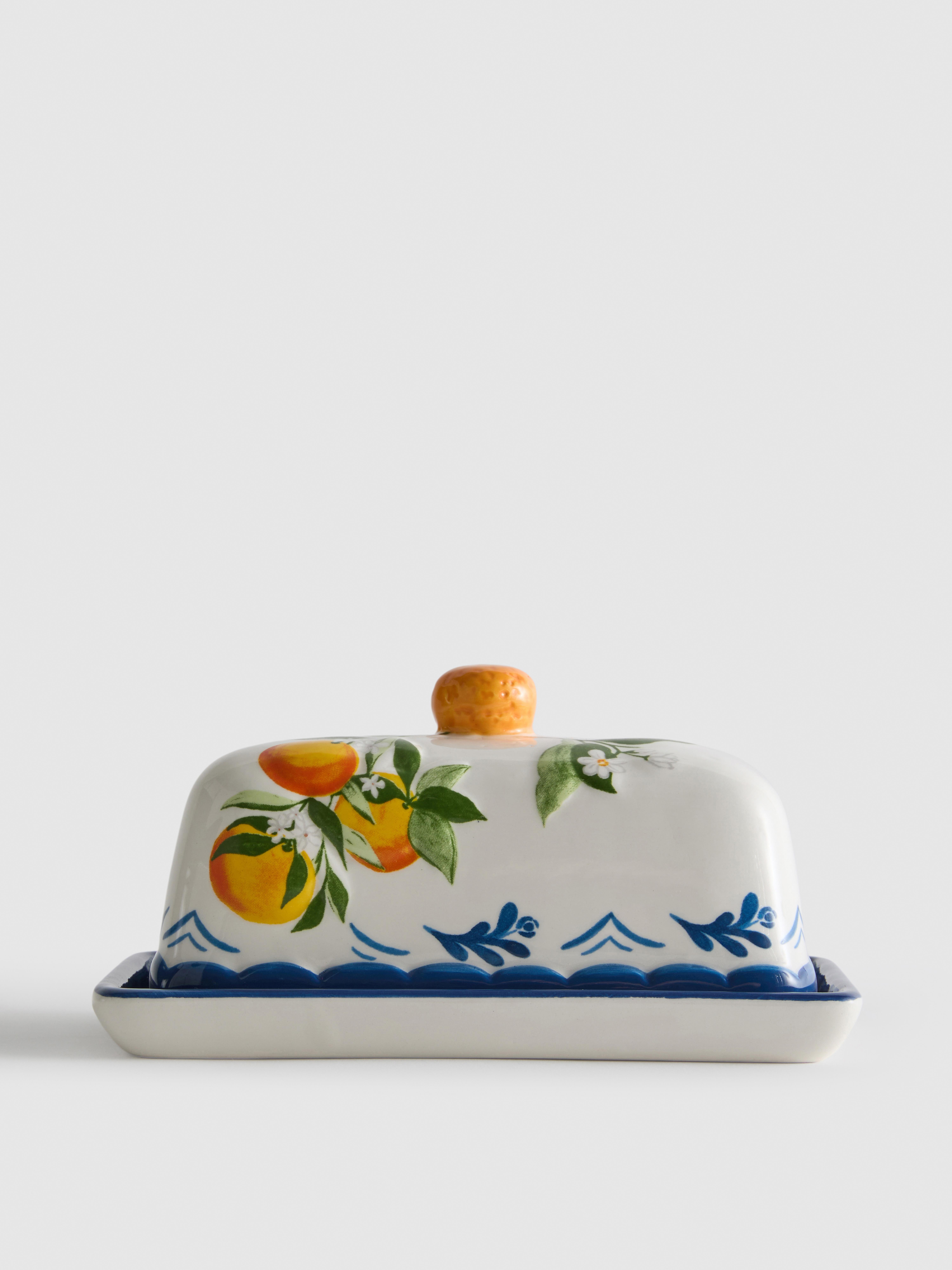 Piatto da burro floreale stile mediterraneo