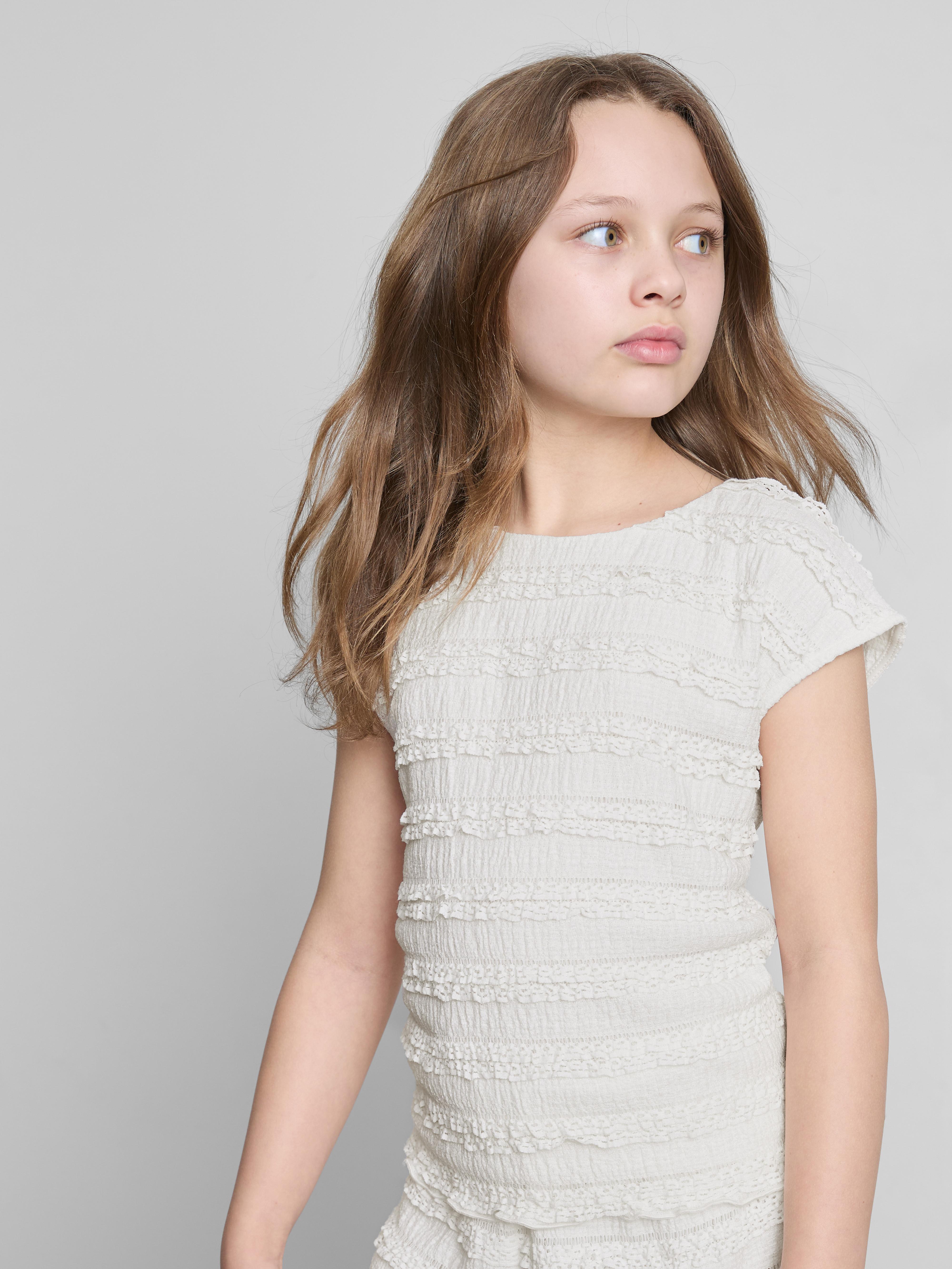 7-15 años | Blusa fruncida con ribete de encaje