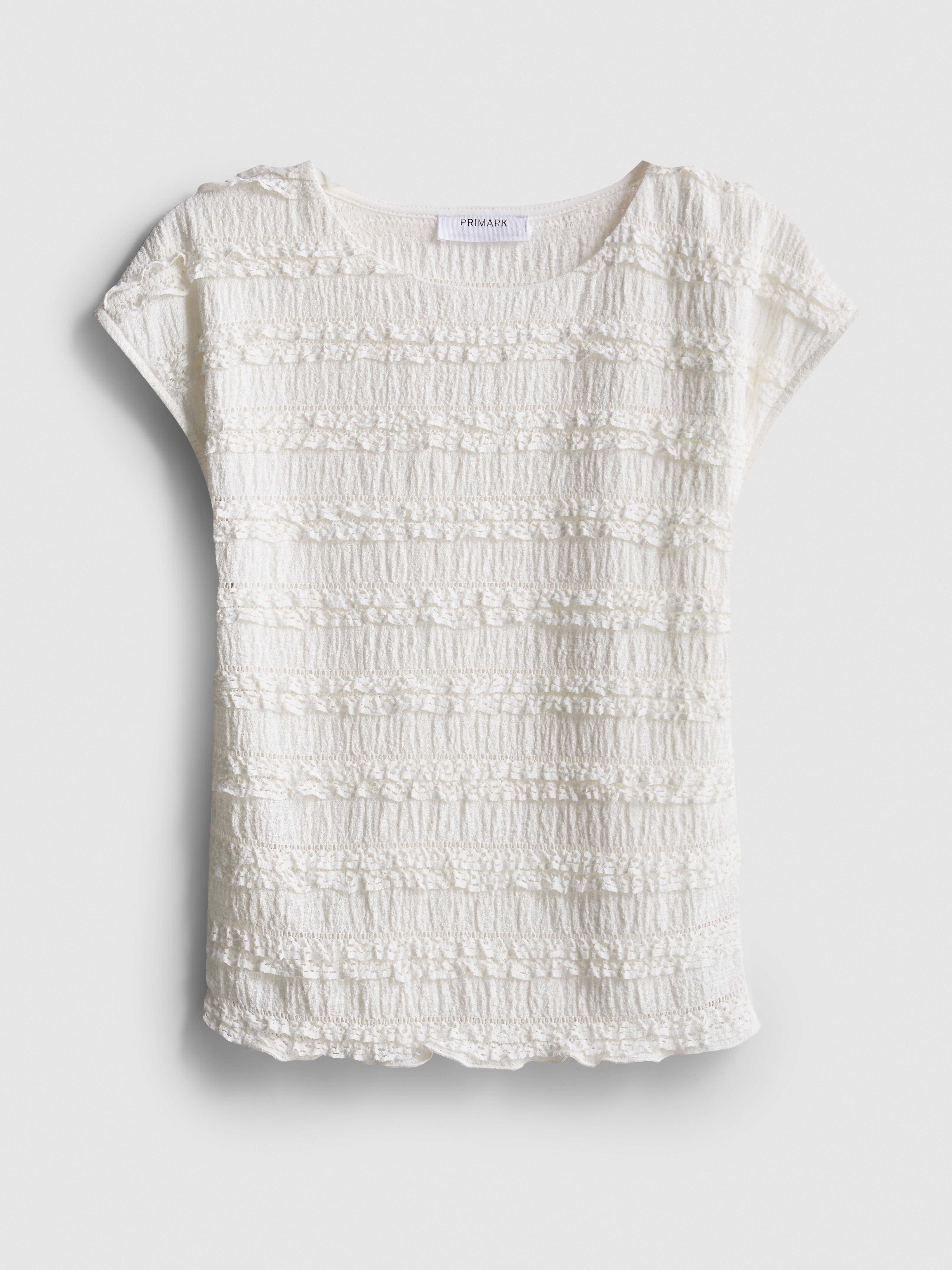 7-15yrs | Lace Trim Crinkle Cap Sleeve Blouse