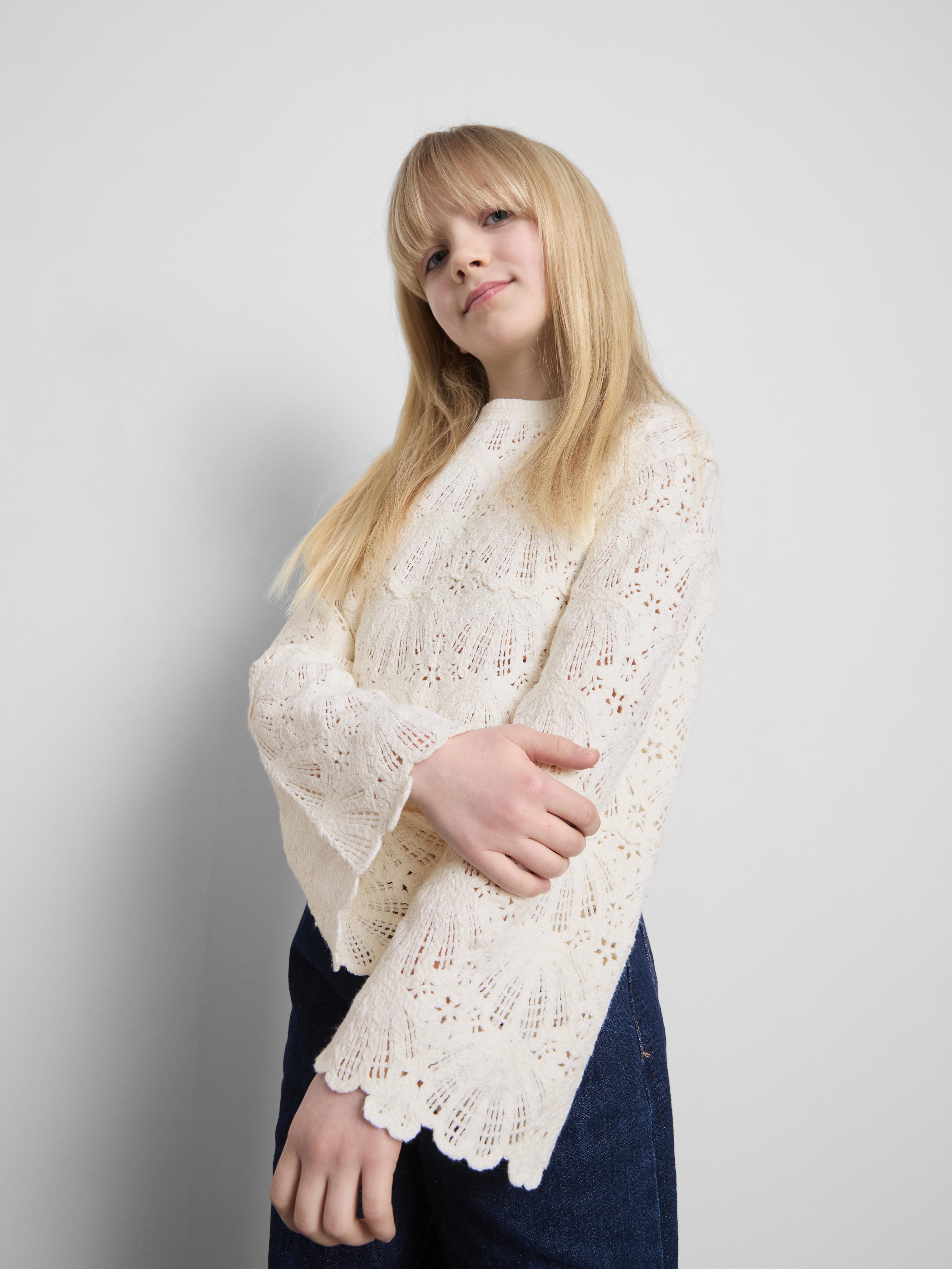 7-15 años | Top de manga larga de crochet