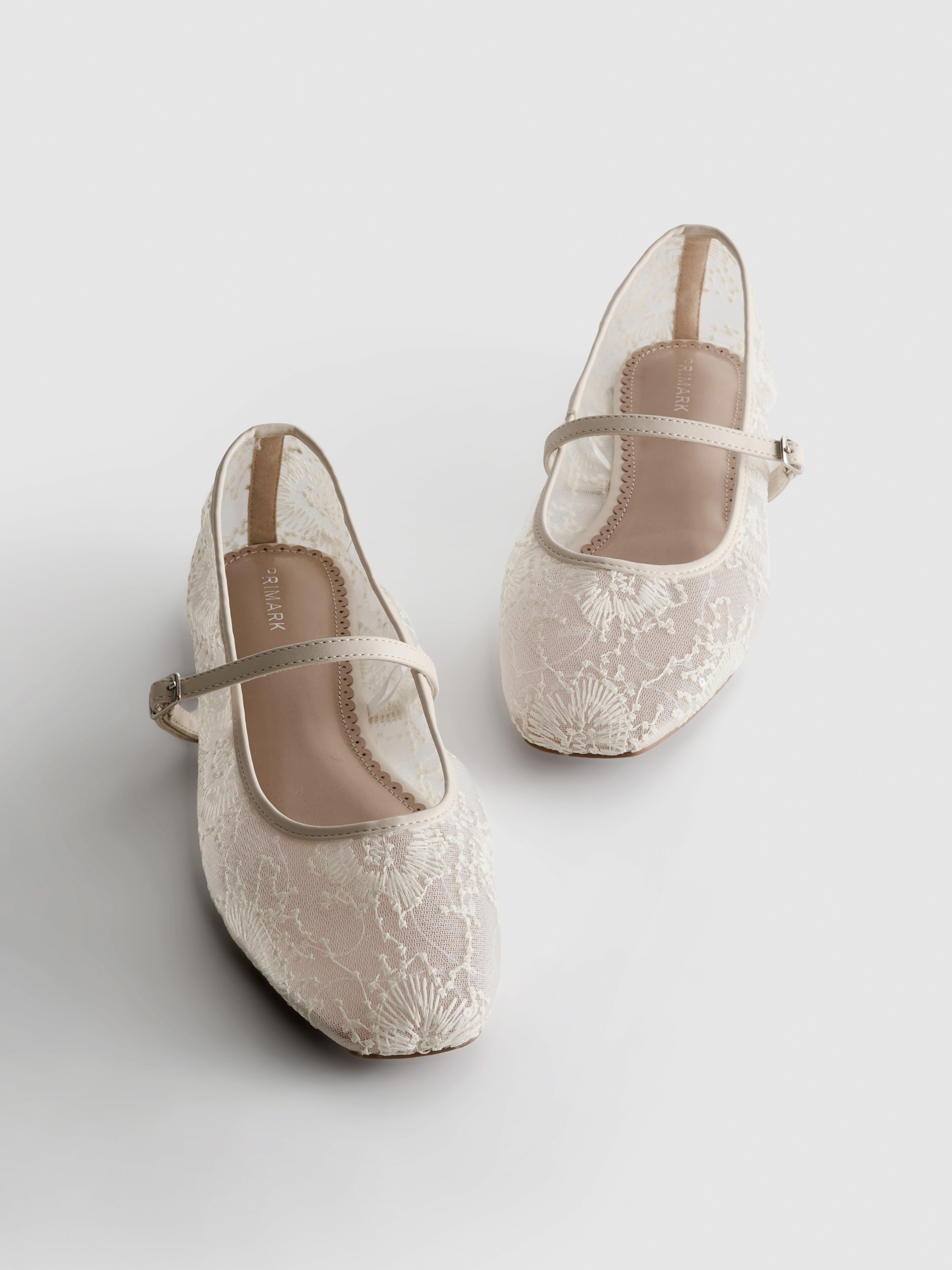 Embroidered Mesh Ballet Flats