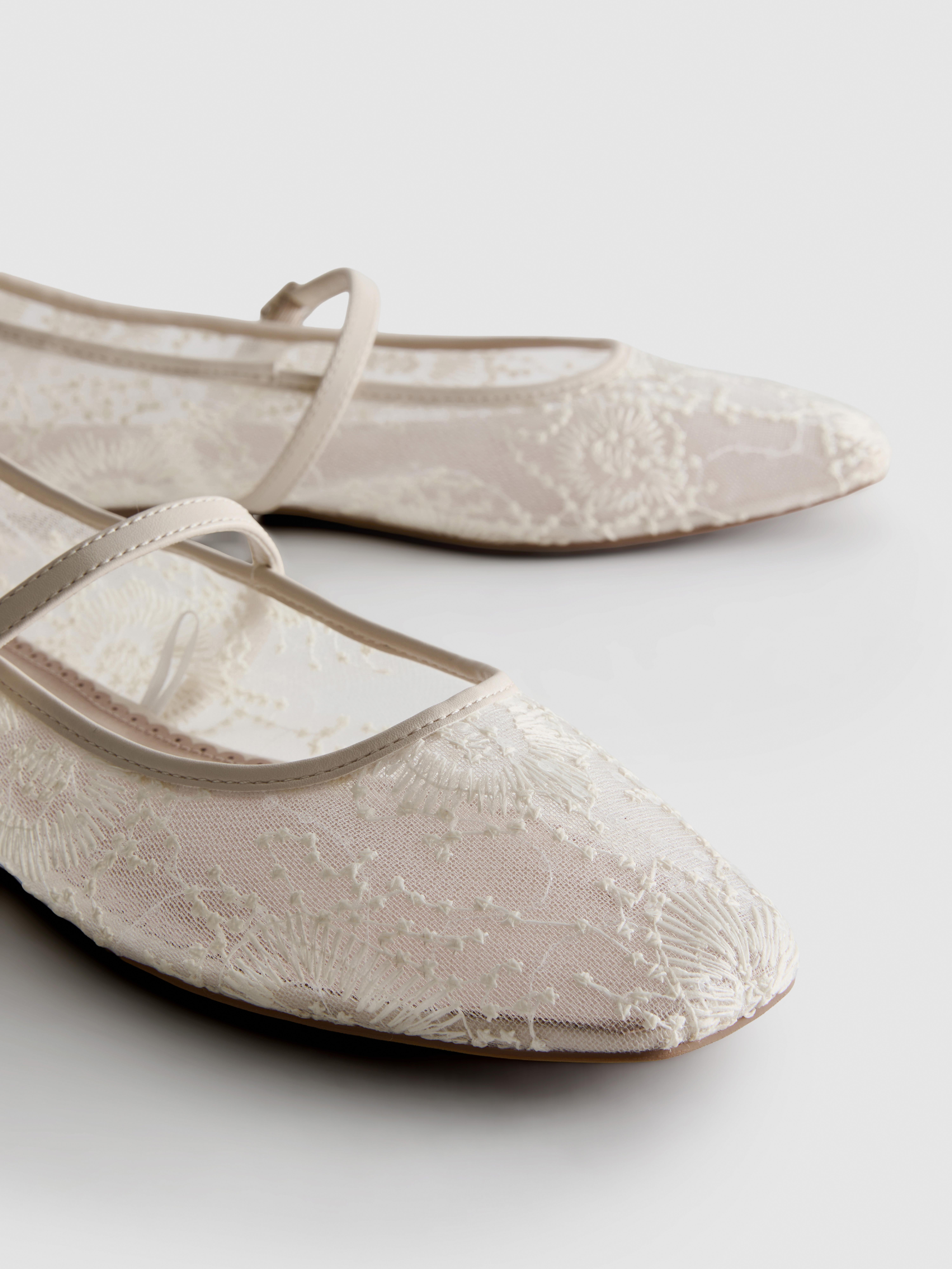 Embroidered Mesh Ballet Flats