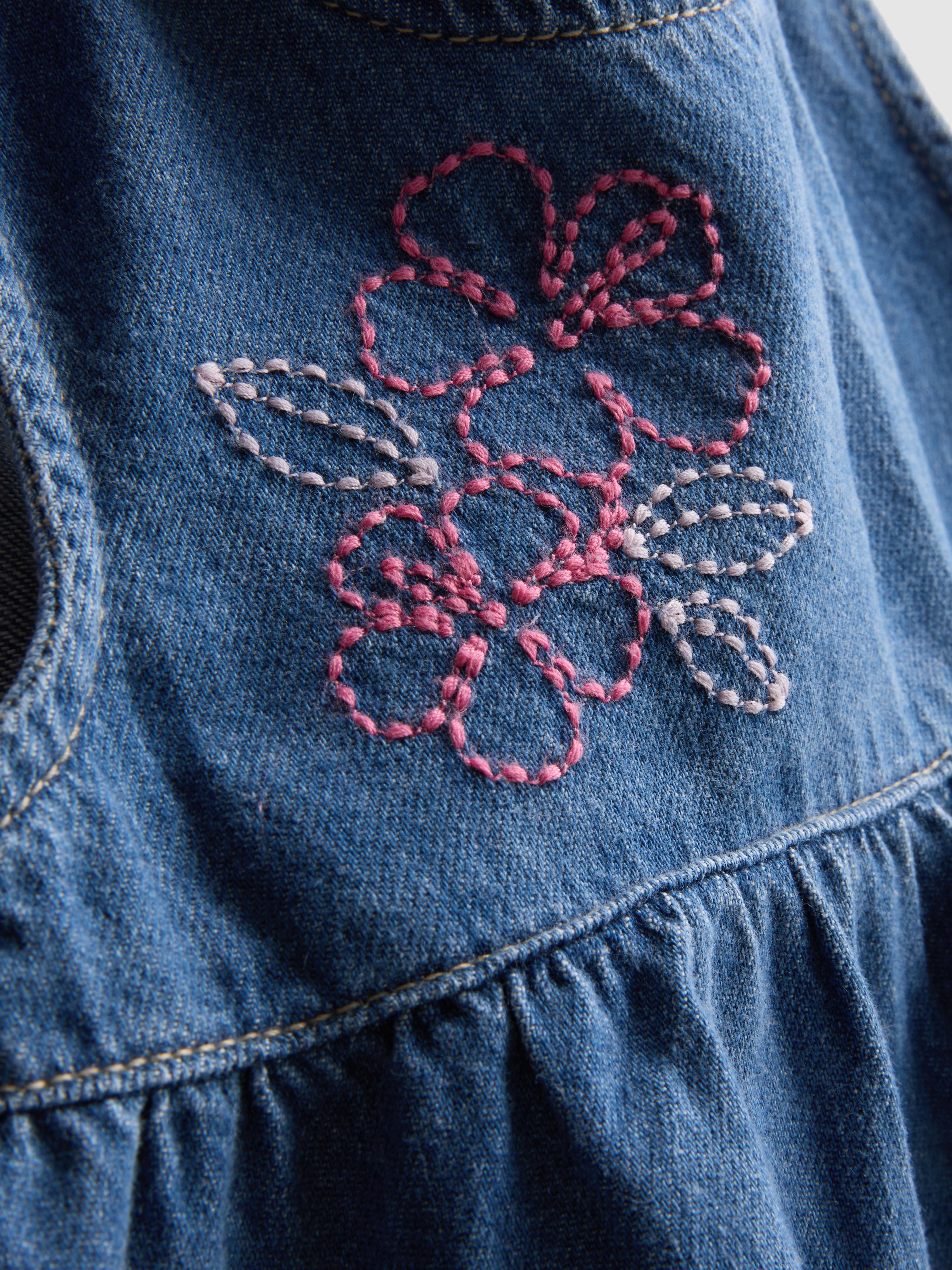 1.5-8yrs | Embroidered Denim Top and Shorts Set