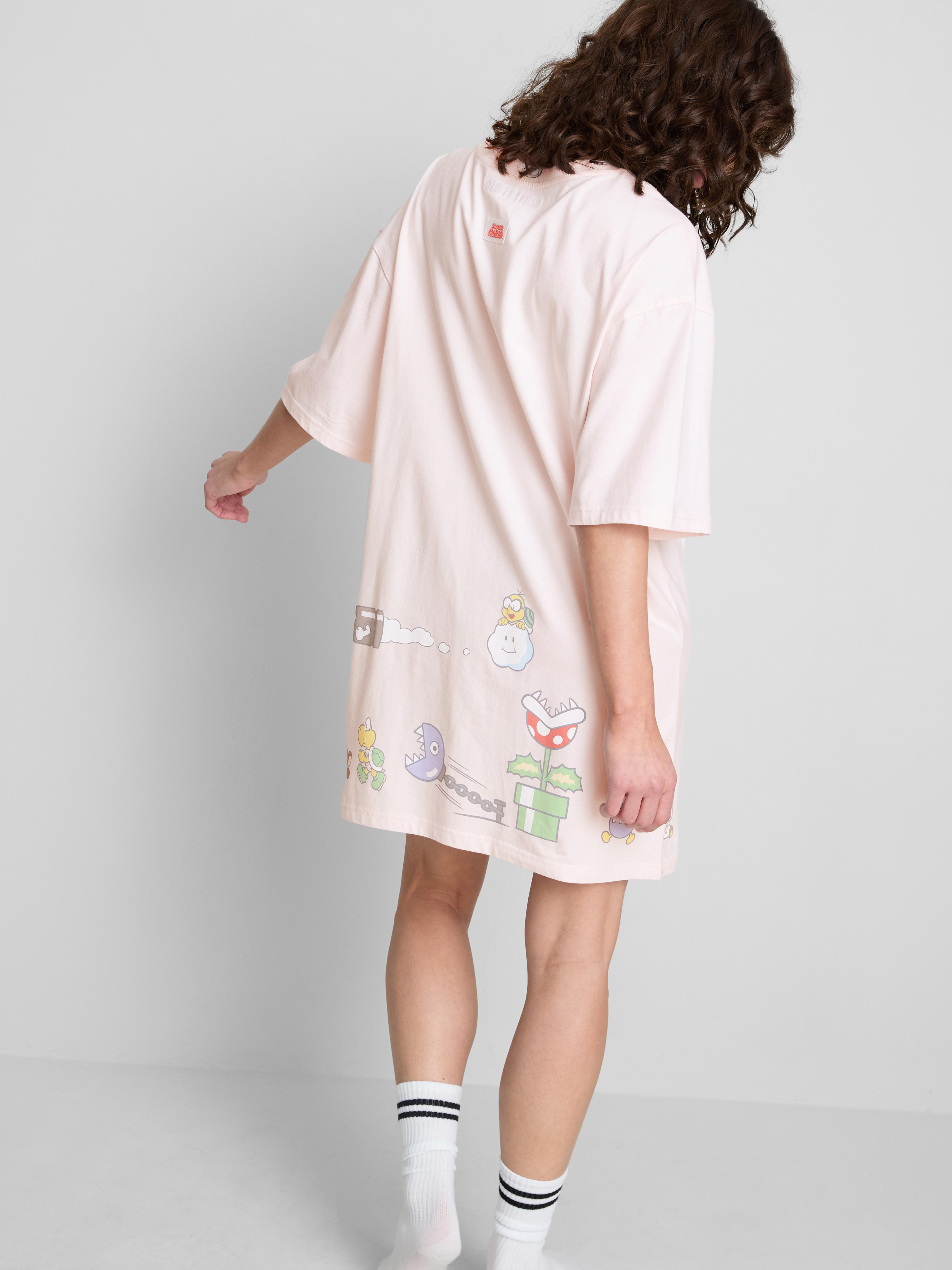 Camicia da notte oversize in cotone Super Mario