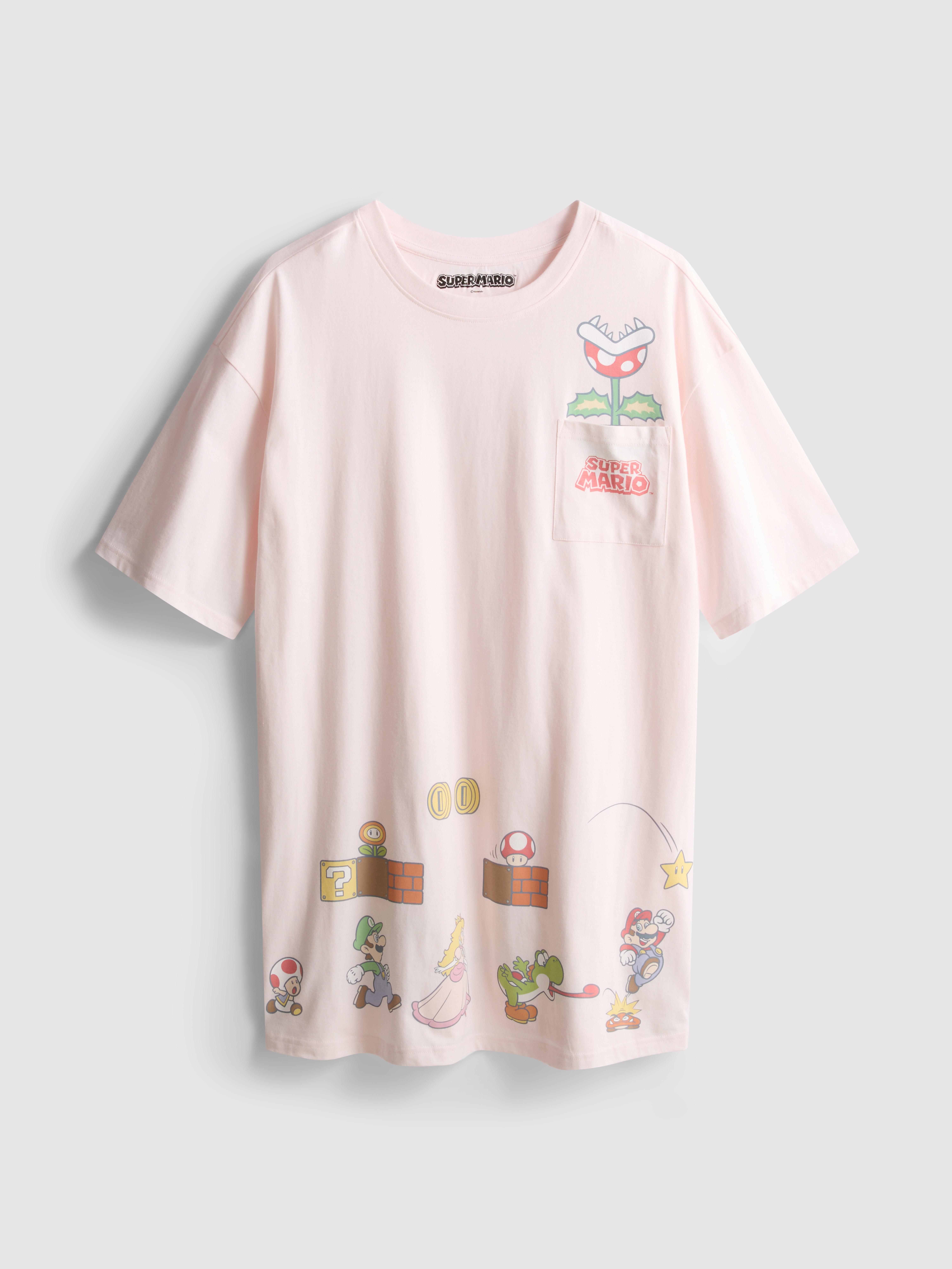 Camicia da notte oversize in cotone Super Mario