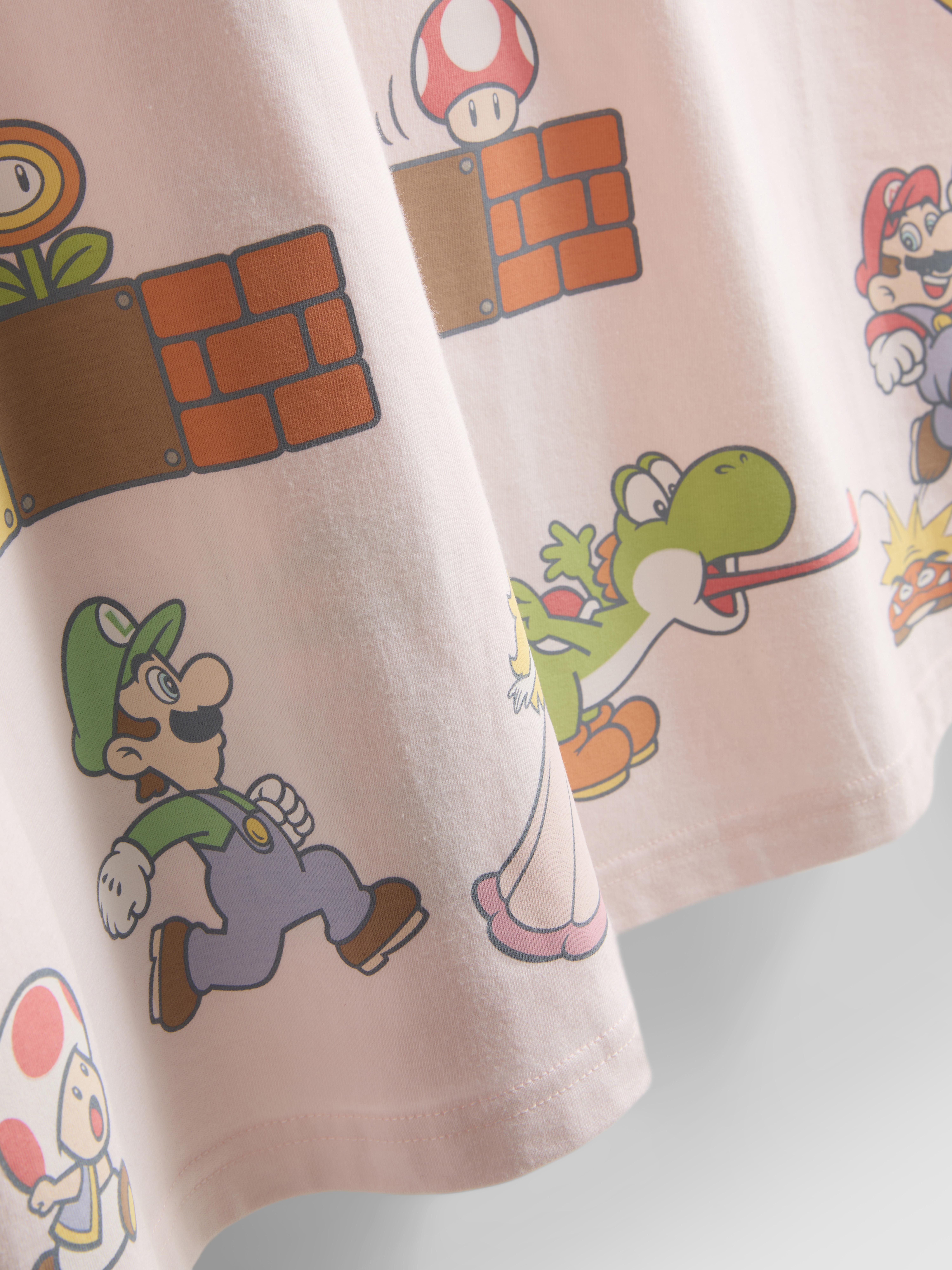 Camicia da notte oversize in cotone Super Mario