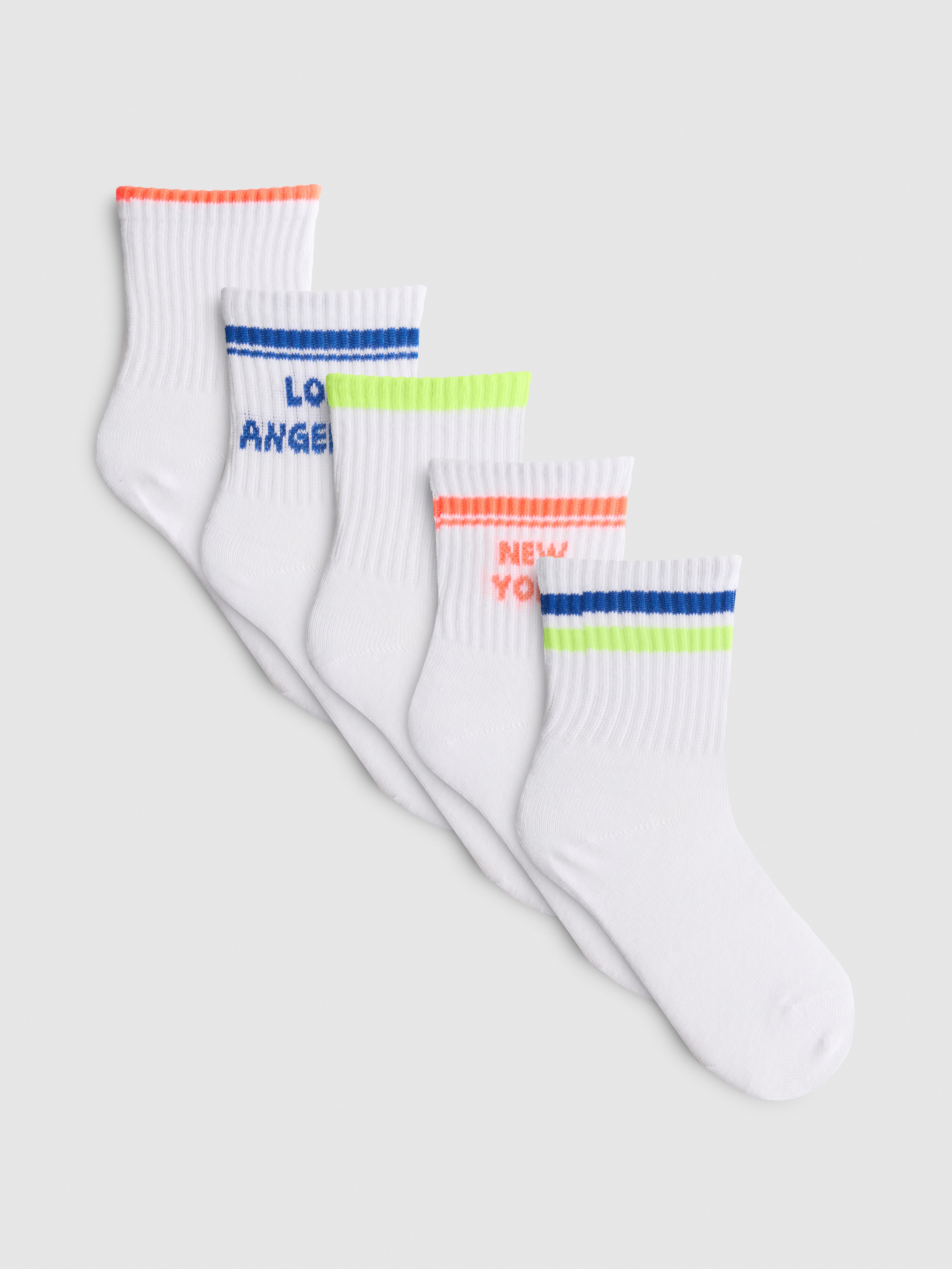 Enkelsokken met neondetail, 5 paar