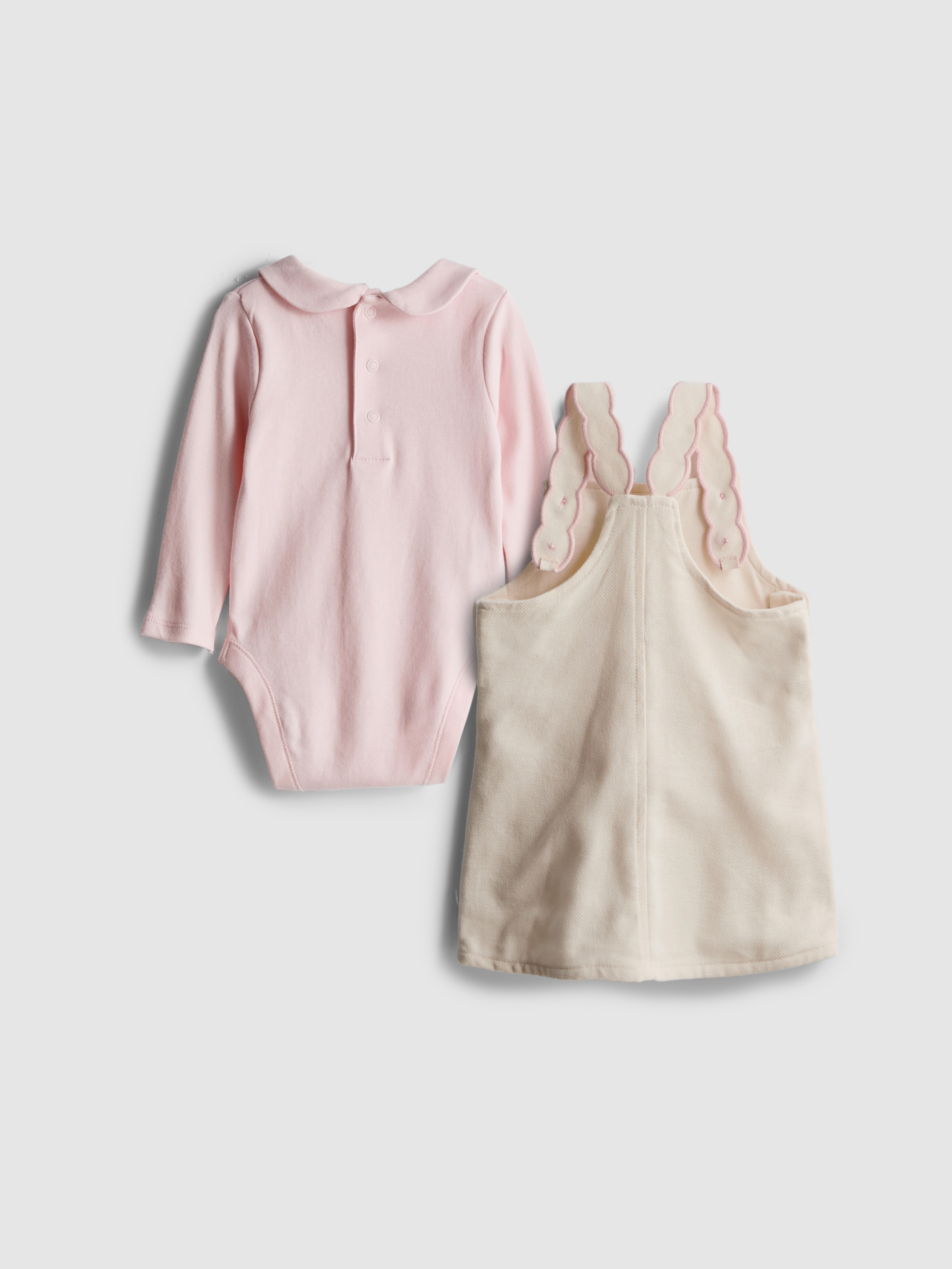 0-18mths | Collared Bodysuit and Pinafore Dress Newborn Set