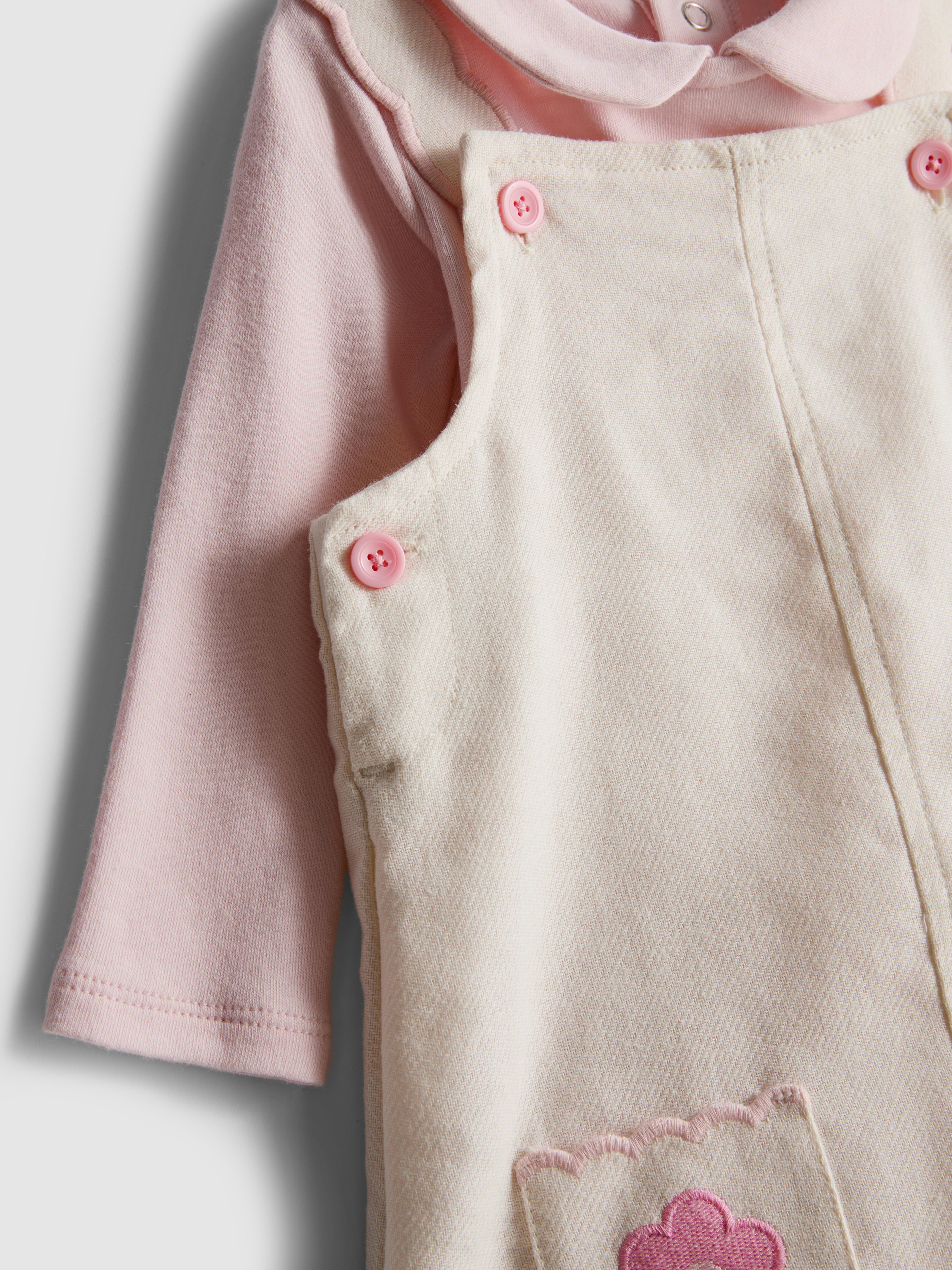 0-18mths | Collared Bodysuit and Pinafore Dress Newborn Set