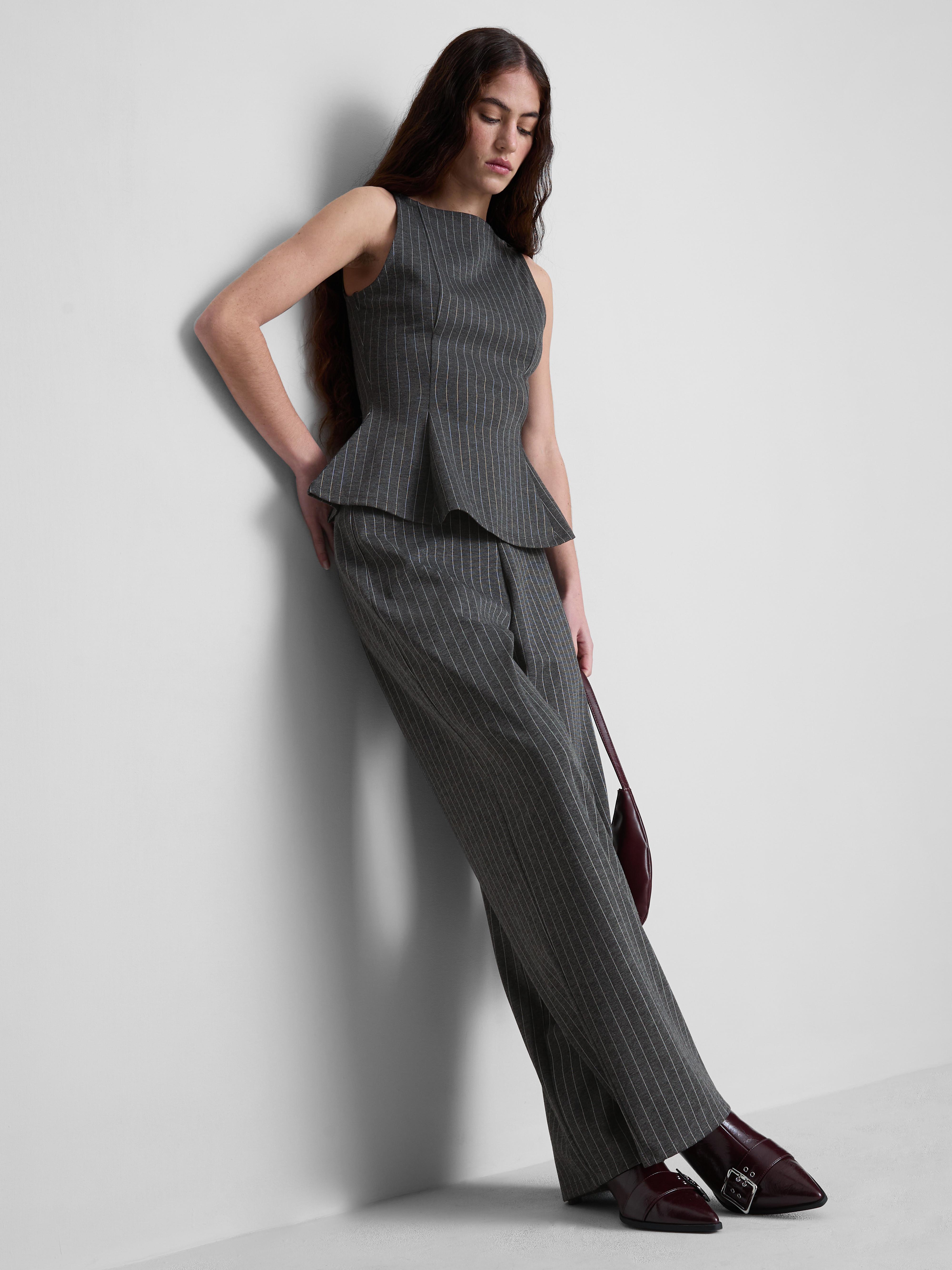 Wide Leg Pinstripe Pants