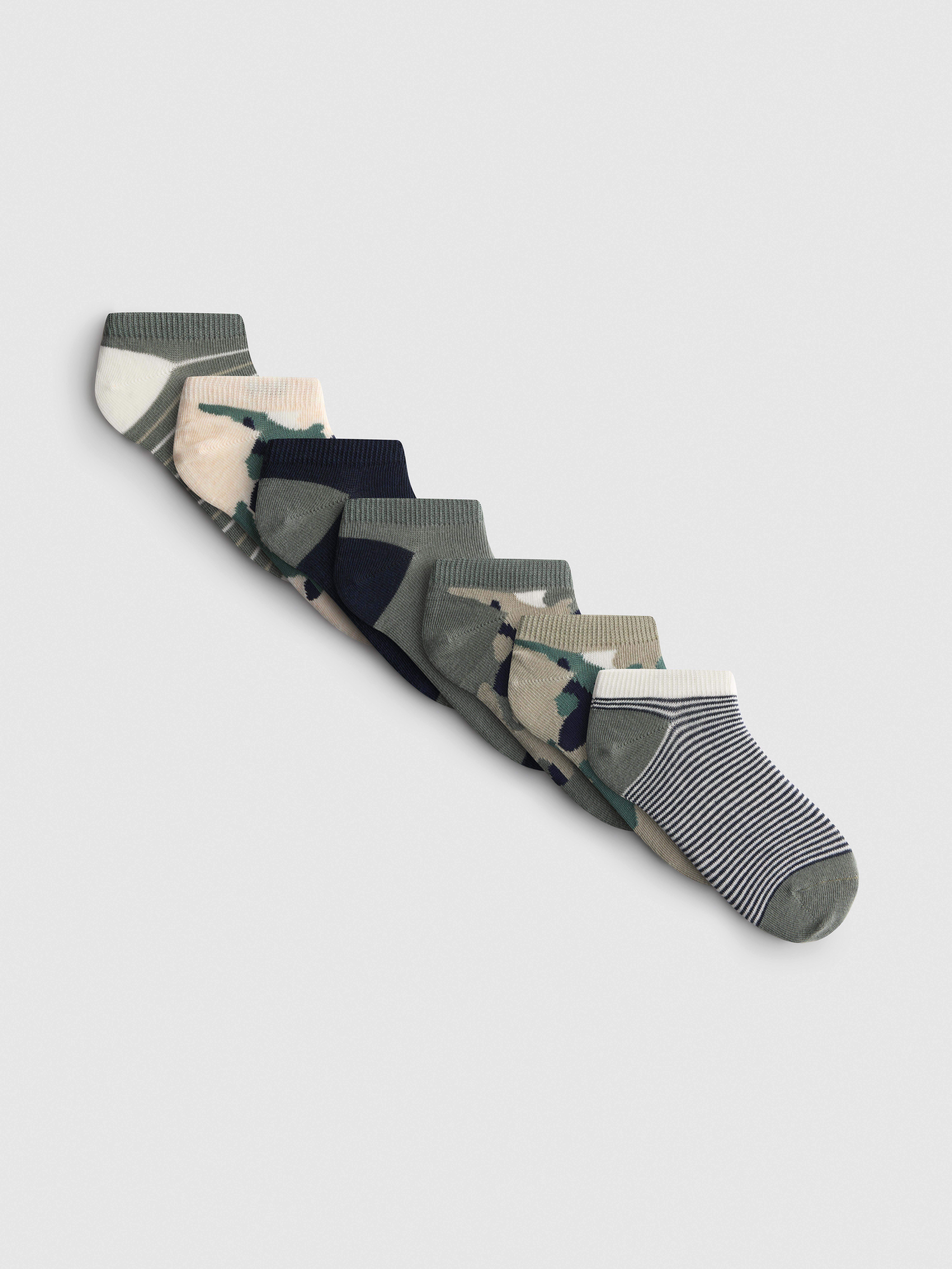 Sneakersokken met camouflageprint, 7 paar