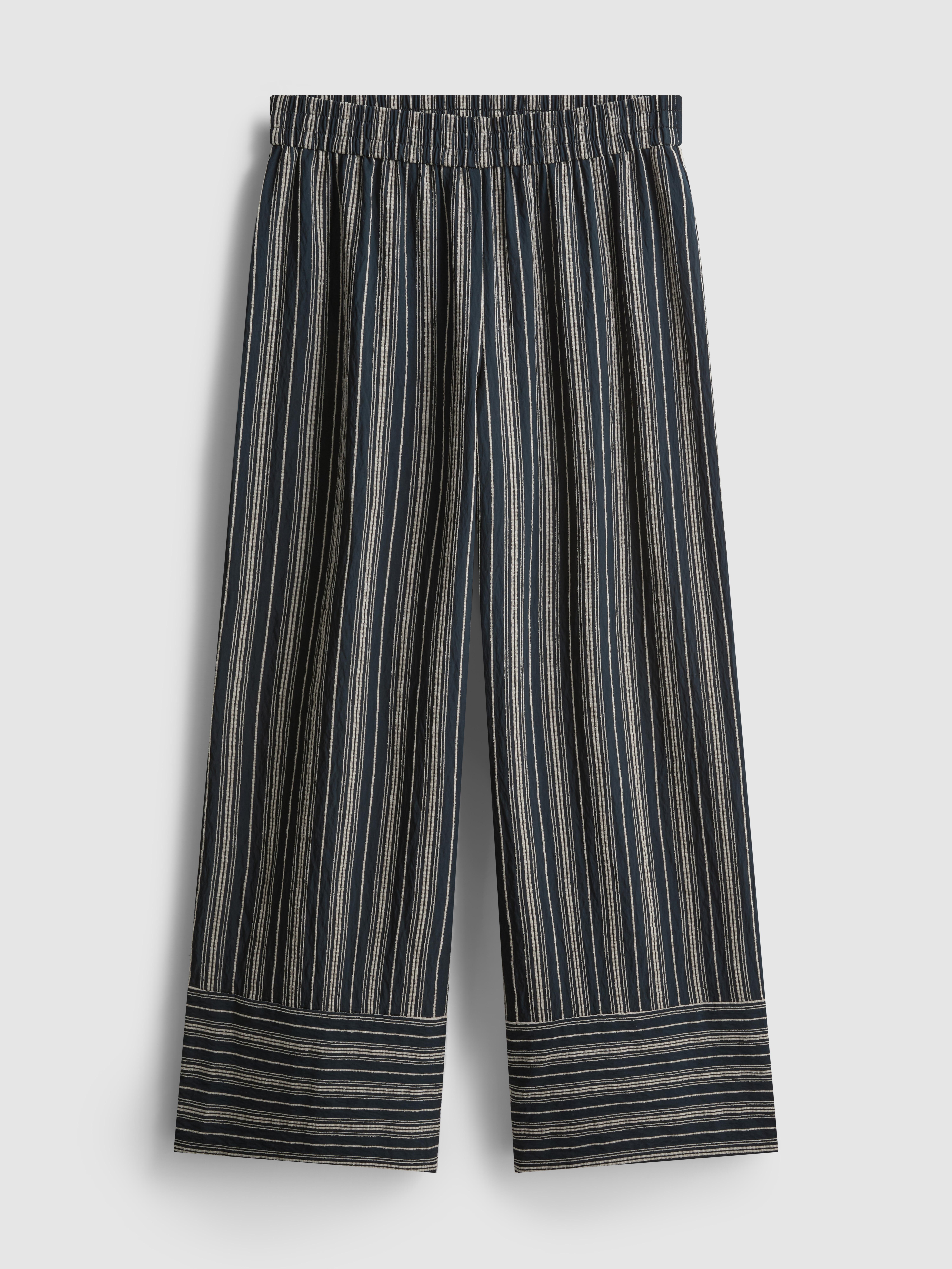 Pantalones de pernera ancha texturizados a rayas