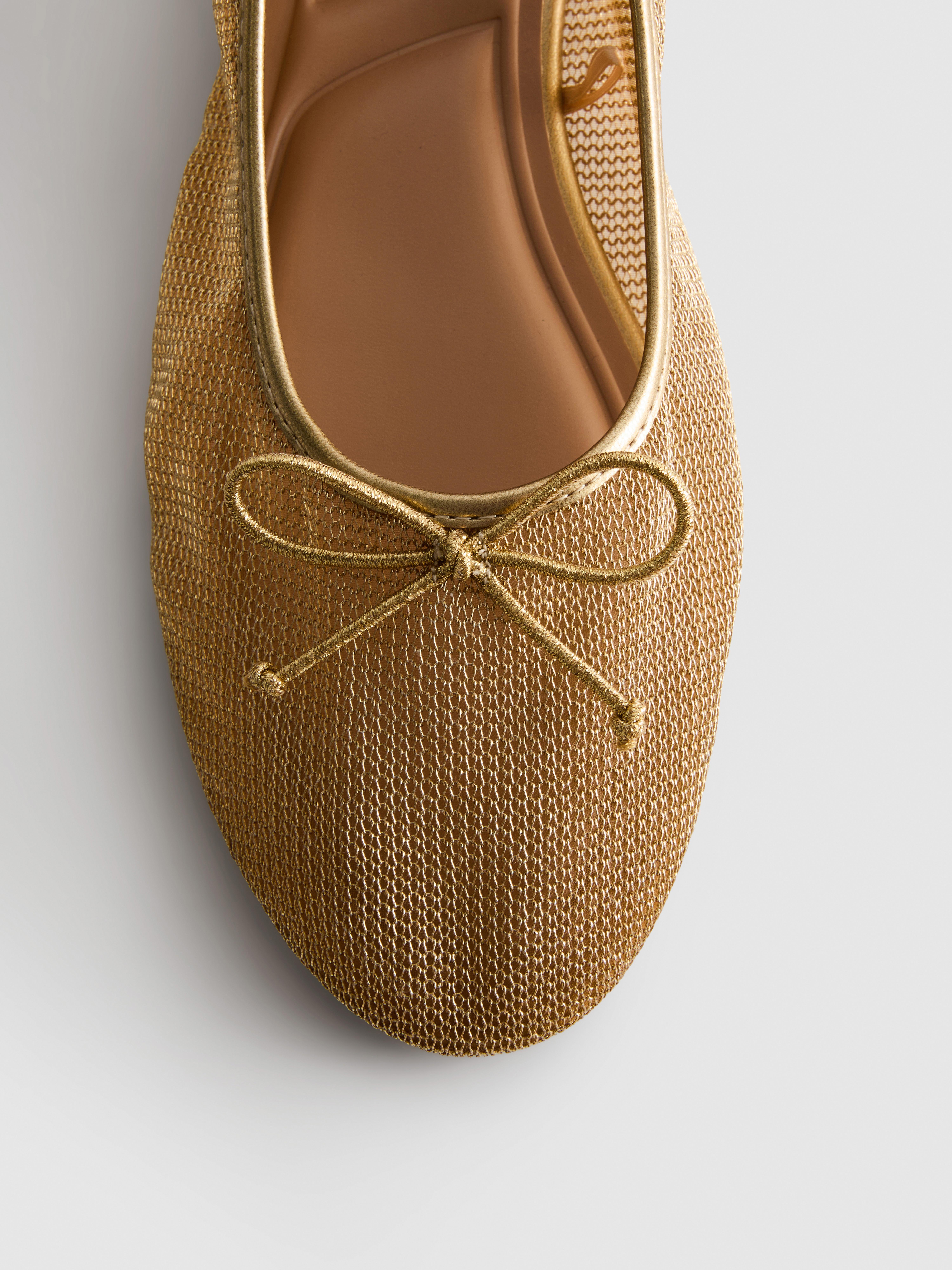 Netzstoff-Ballerinas in Metallic-Optik