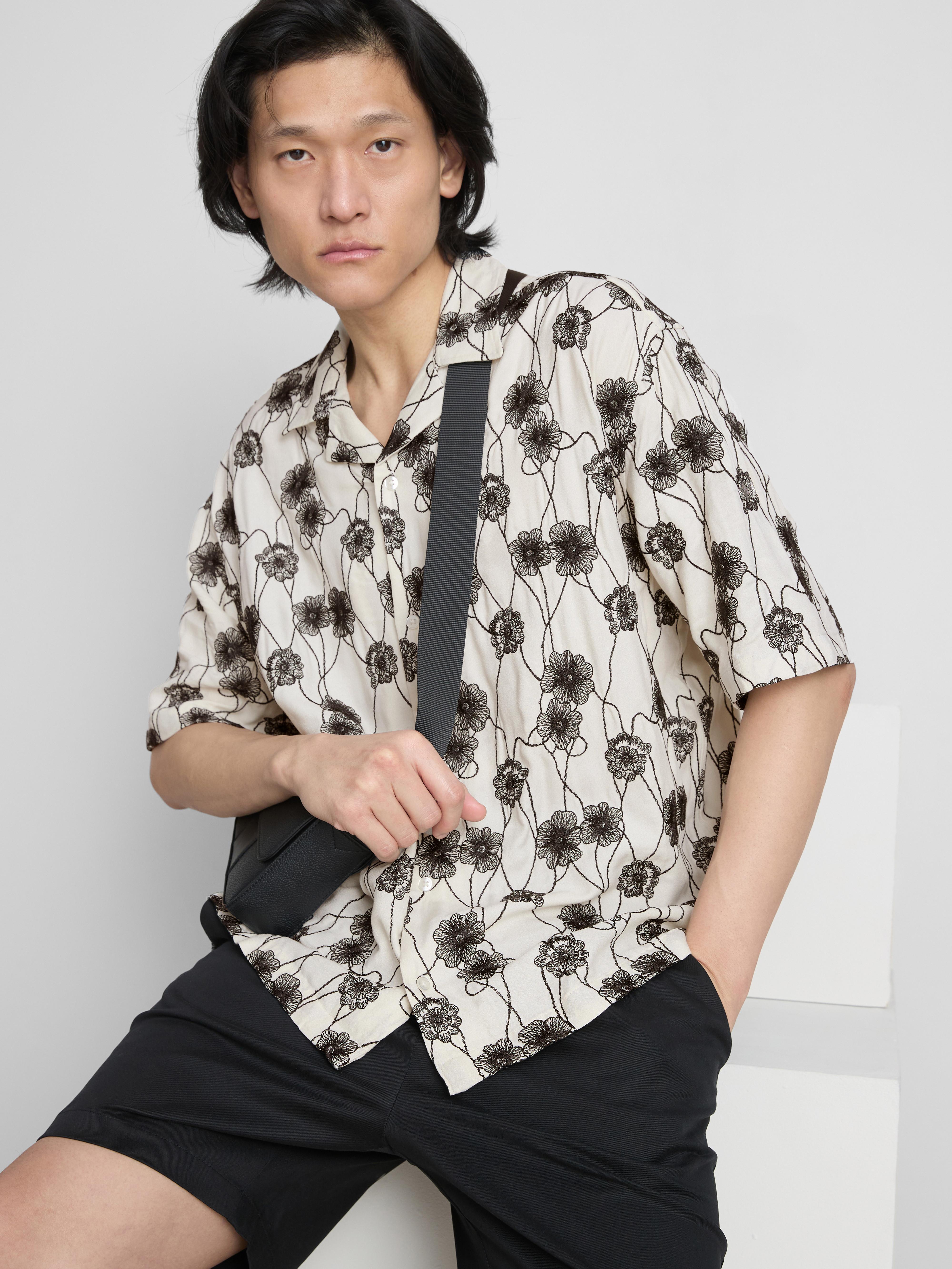 The Edit Short-Sleeved Embroidered Shirt