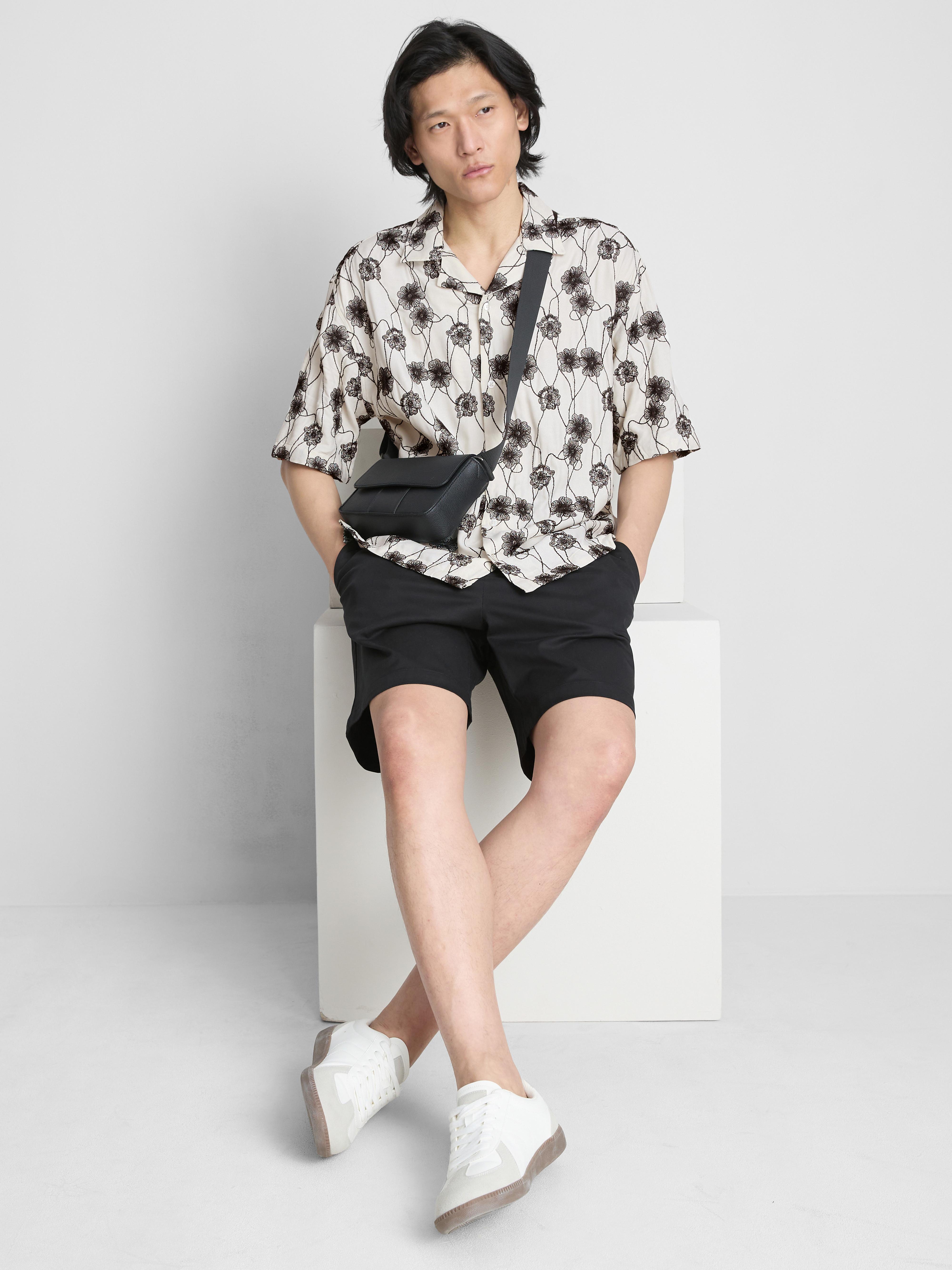 The Edit Short-Sleeved Embroidered Shirt