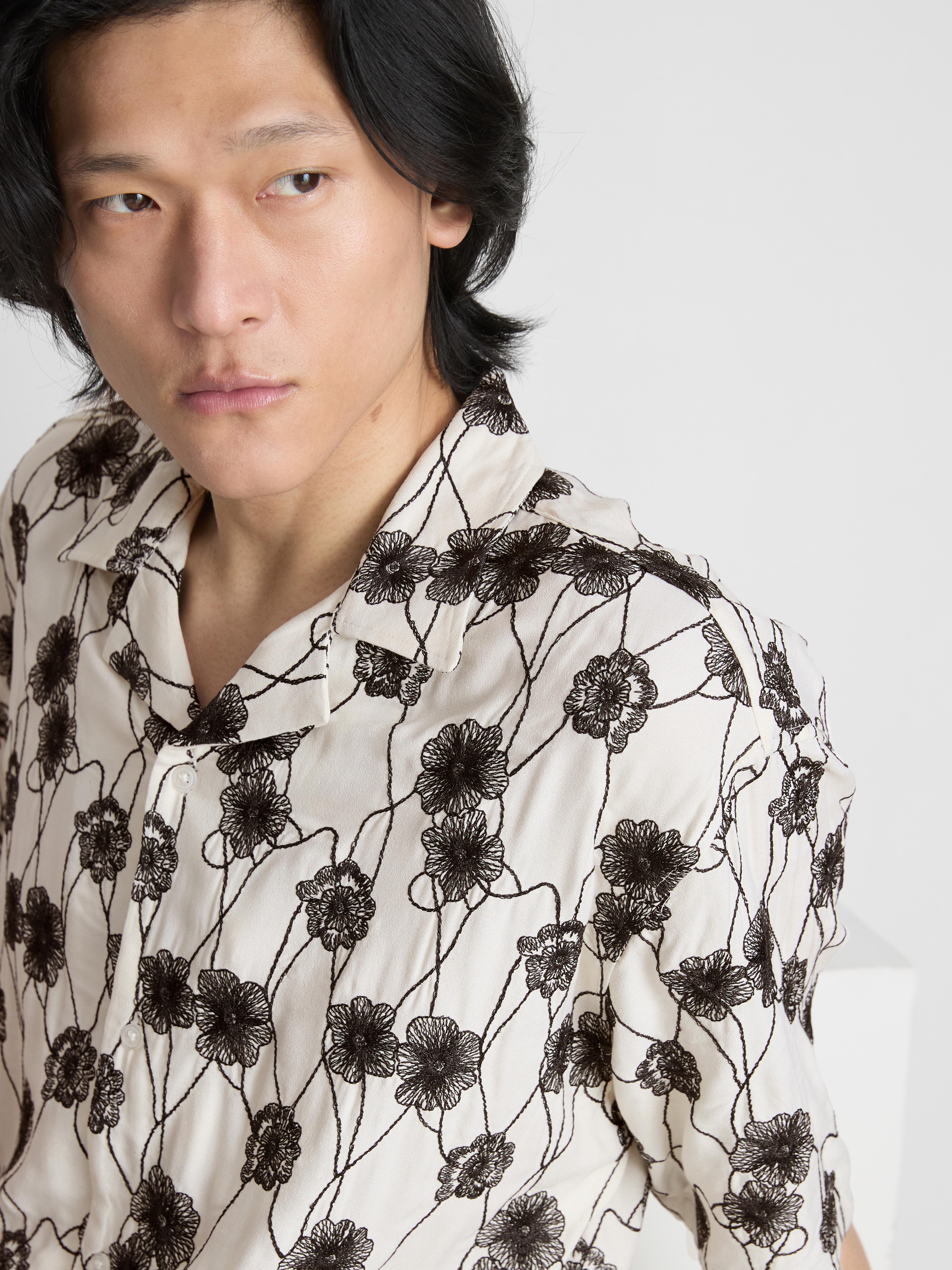 The Edit Short-Sleeved Embroidered Shirt