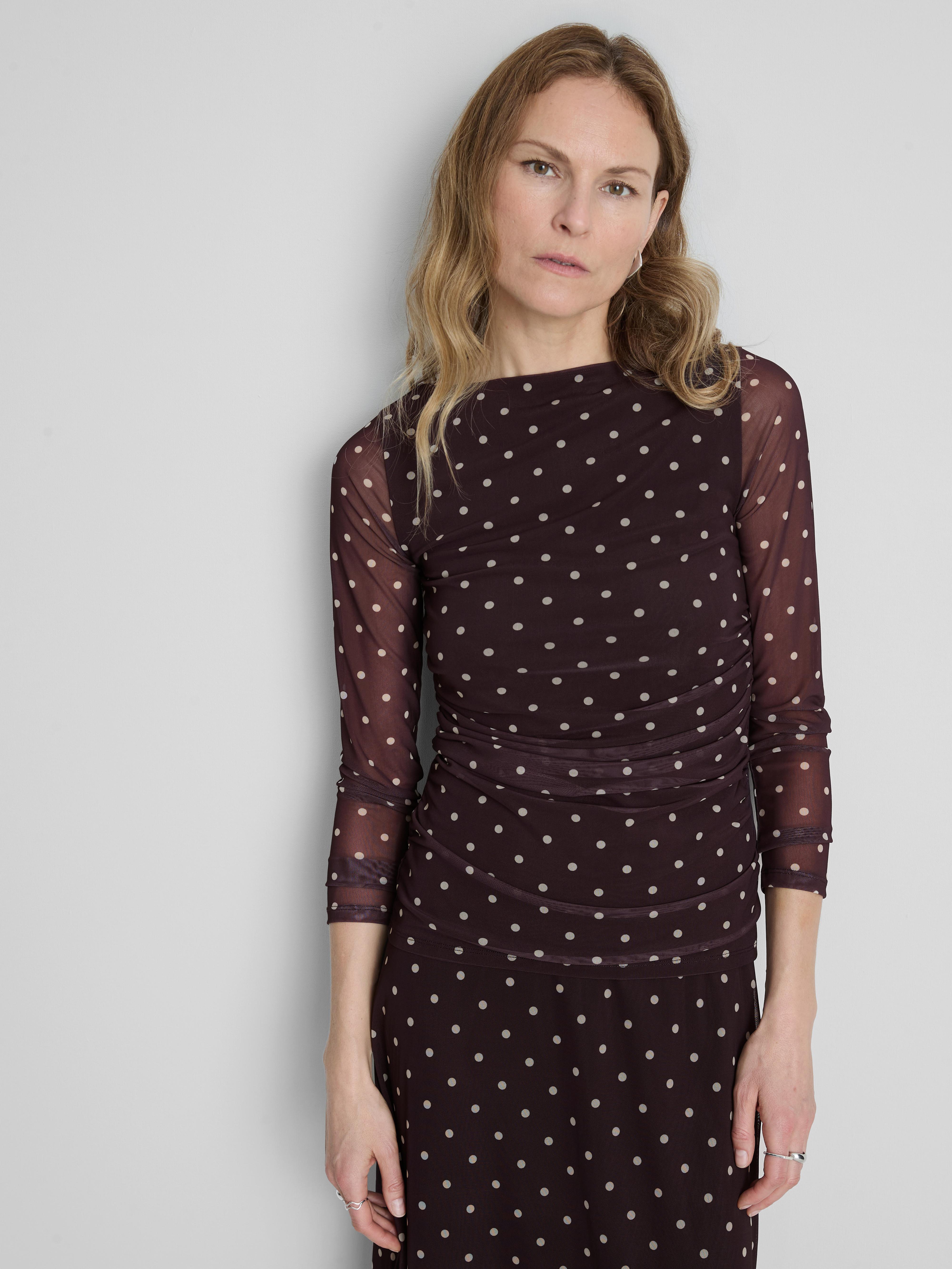 Womens Brown Sheer Polka Dot Mesh Top | Primark