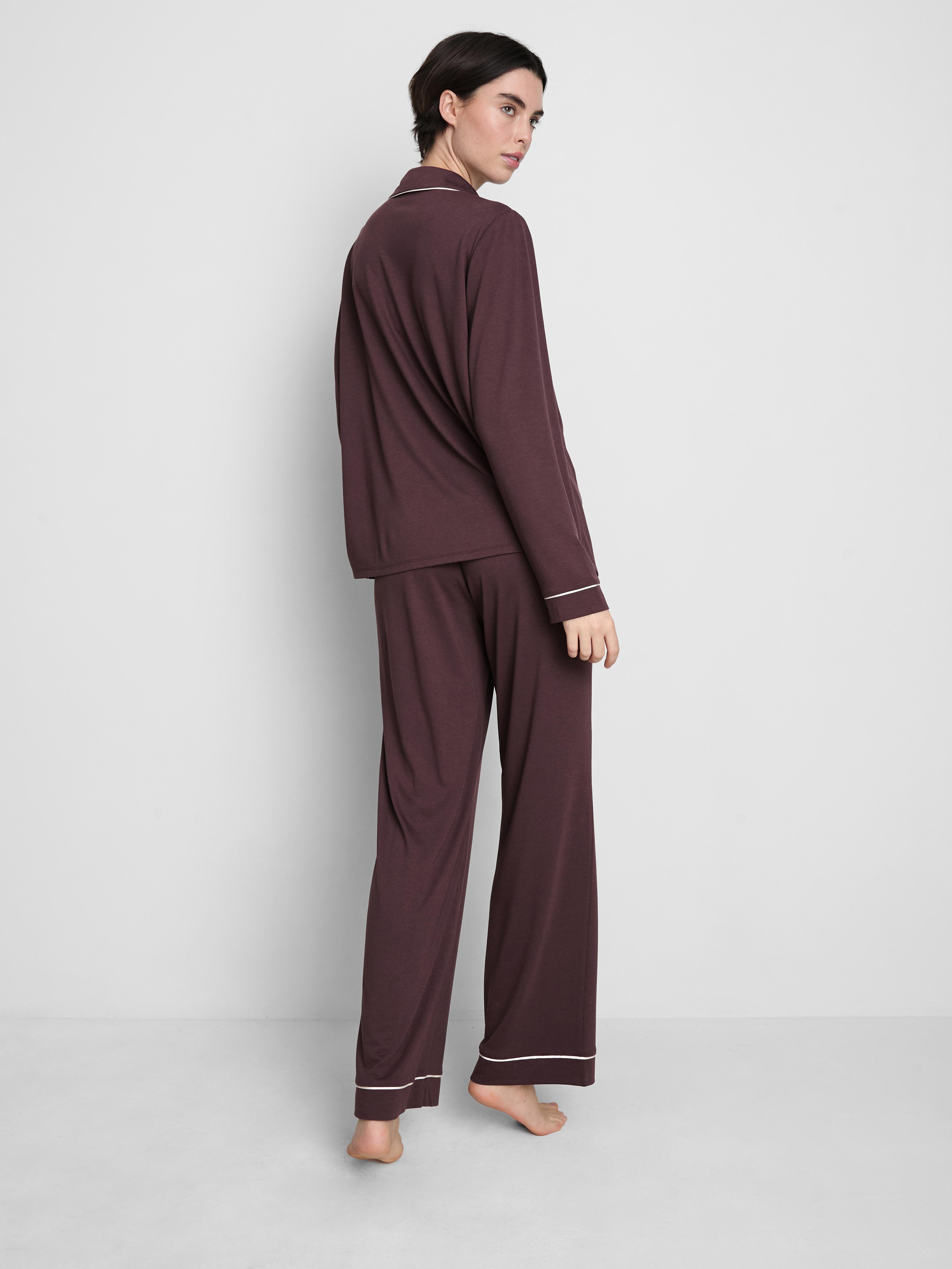 Pijamale boyfriend din jerse cu ornamente contrastante