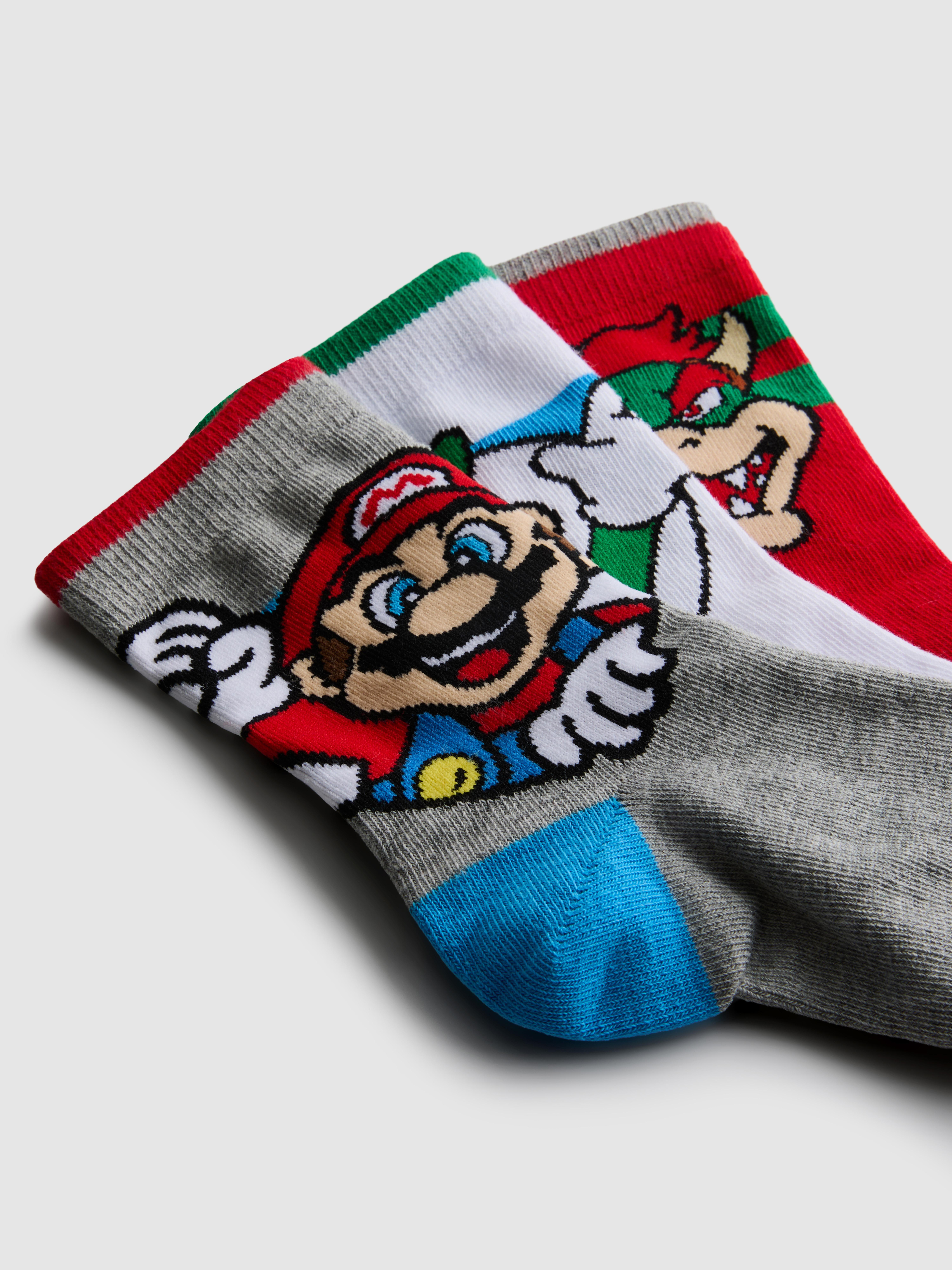 3 páry kotníkových ponožek Super Mario bohatých na bavlnu