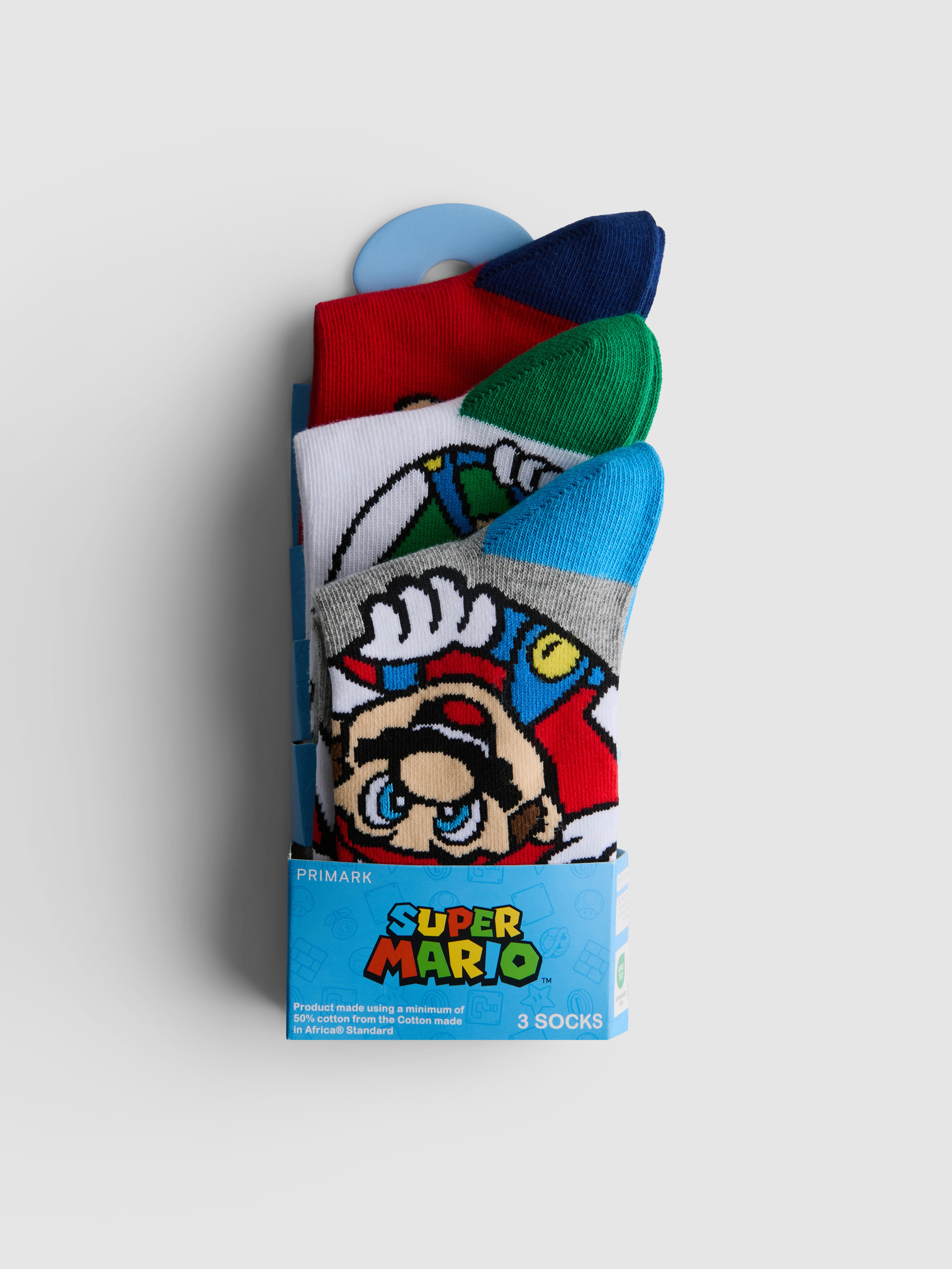 3 páry kotníkových ponožek Super Mario bohatých na bavlnu