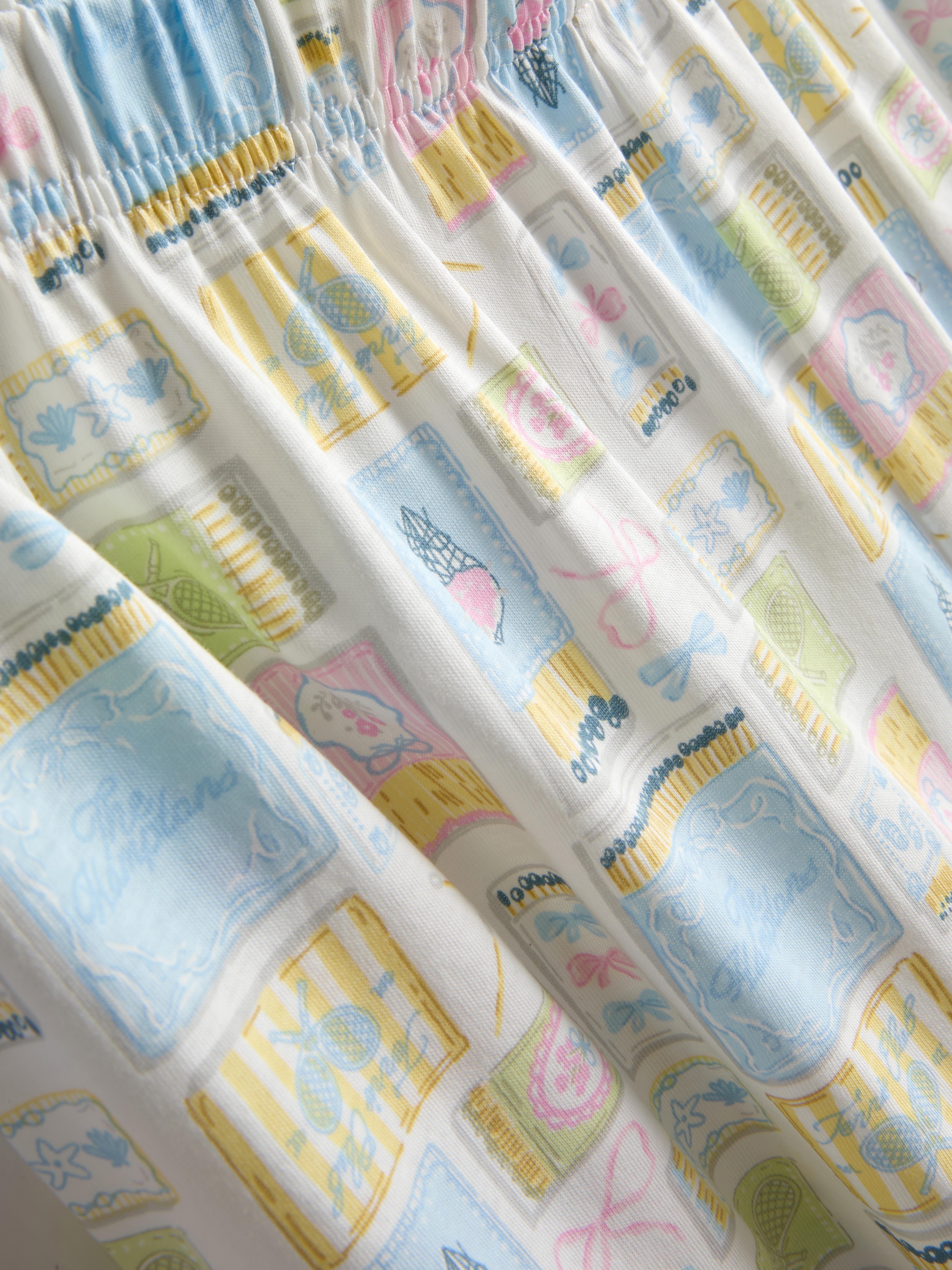 Bedruckter Baumwoll-Schlafanzug mit kurzen Ärmeln